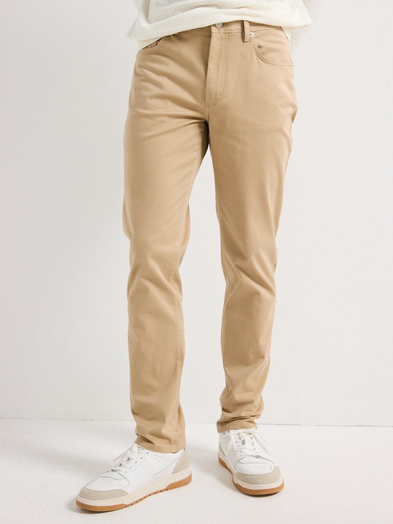Image of Tommy Hilfiger Denton 5 Pocket Cotton Satin Casual Trousers - Khaki