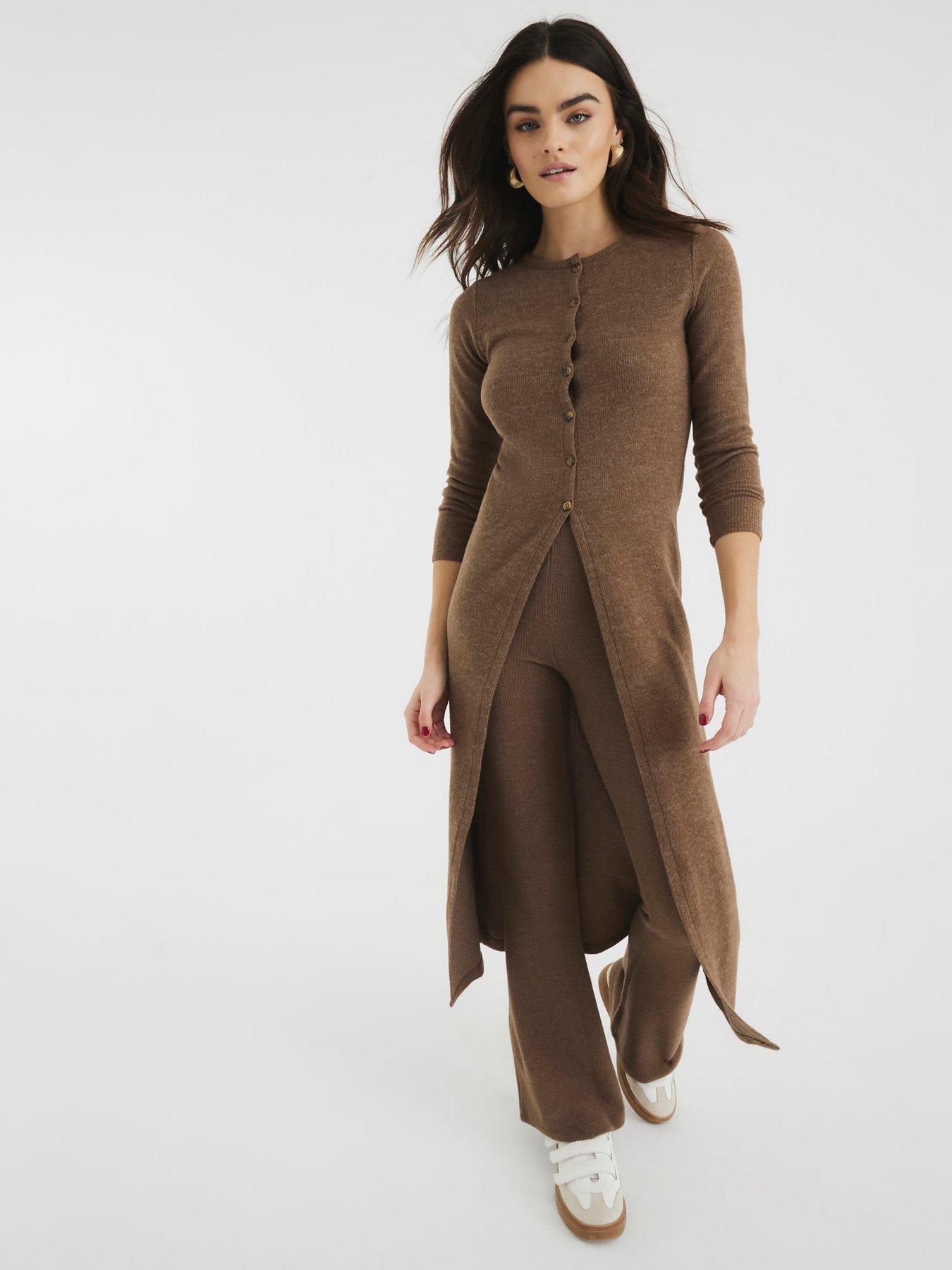 river-island-cosy-longline-cardi-brown