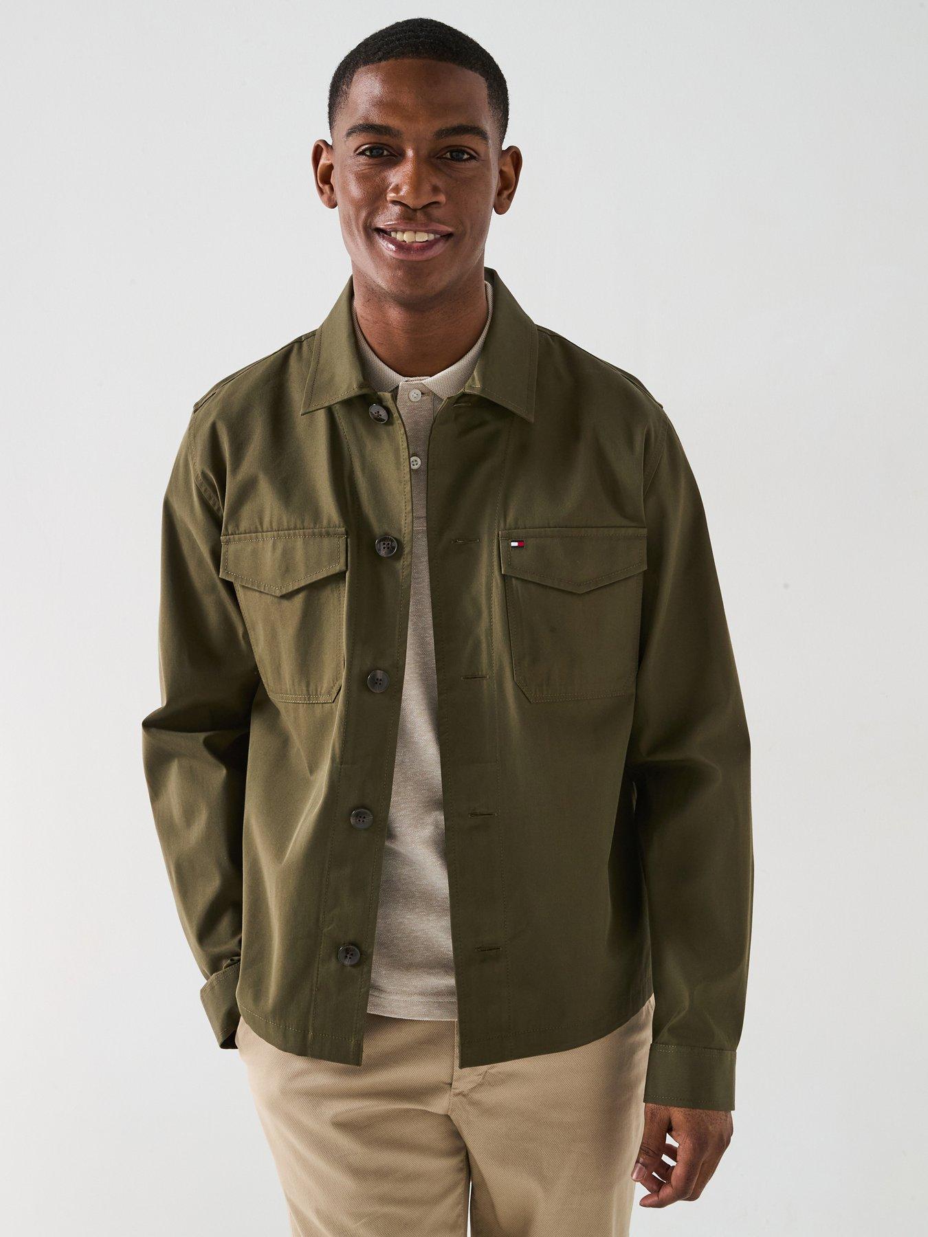 Image of Tommy Hilfiger Cotton Nylon Overshirt - Dark Khaki