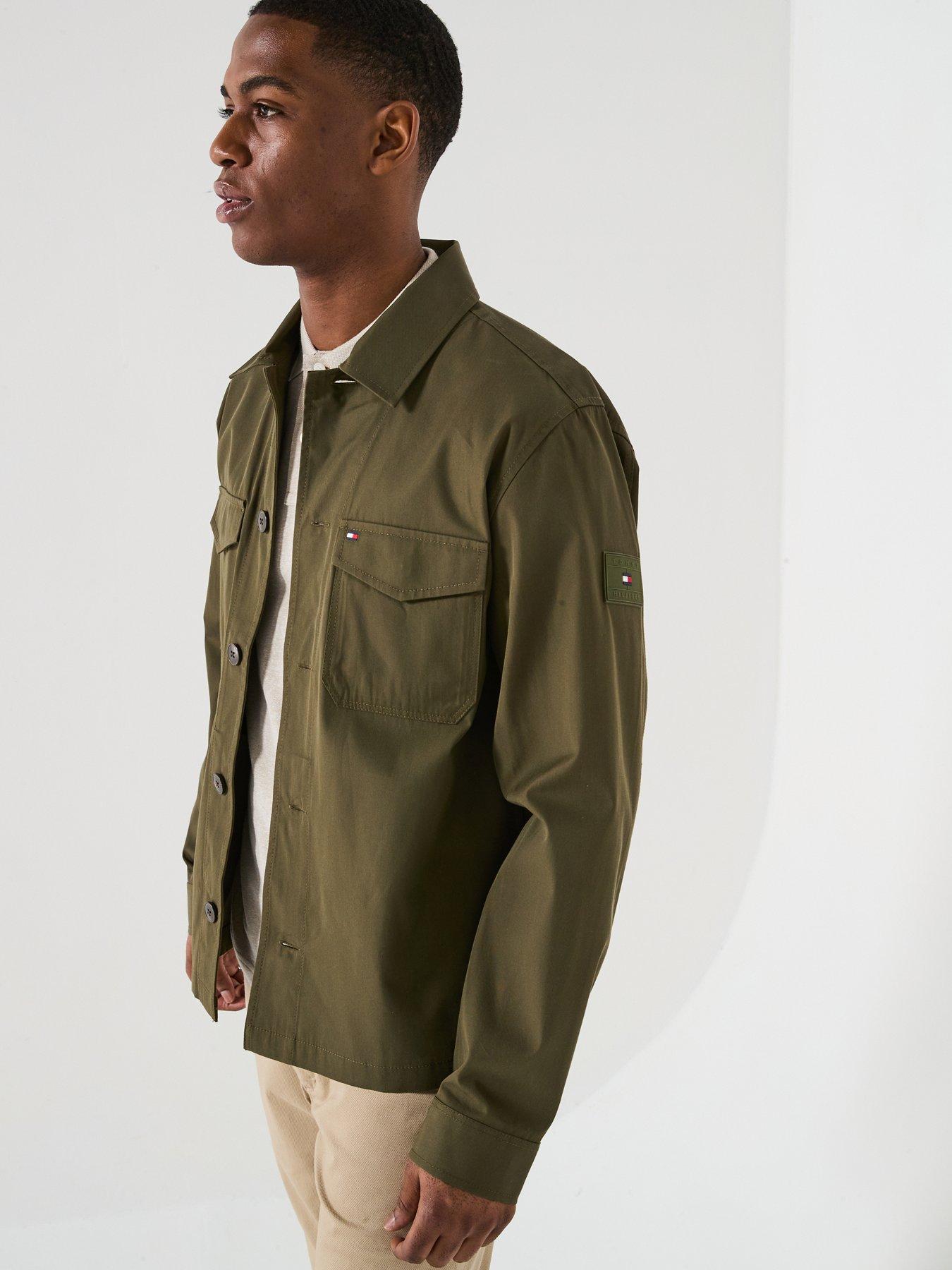 Image 4 of 6 of Tommy Hilfiger Cotton Nylon Overshirt - Dark Khaki