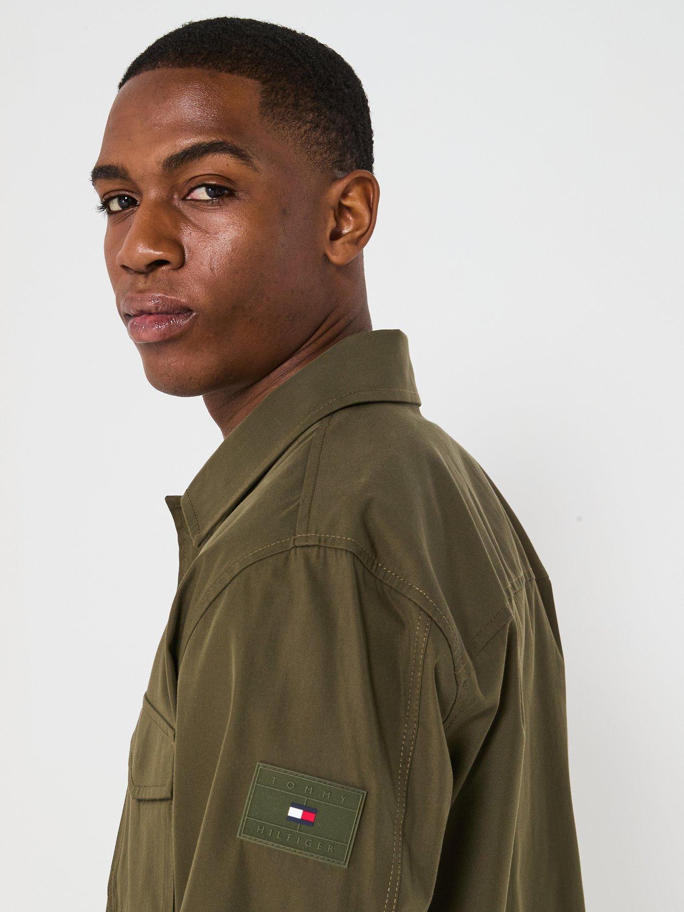 Image 5 of 6 of Tommy Hilfiger Cotton Nylon Overshirt - Dark Khaki