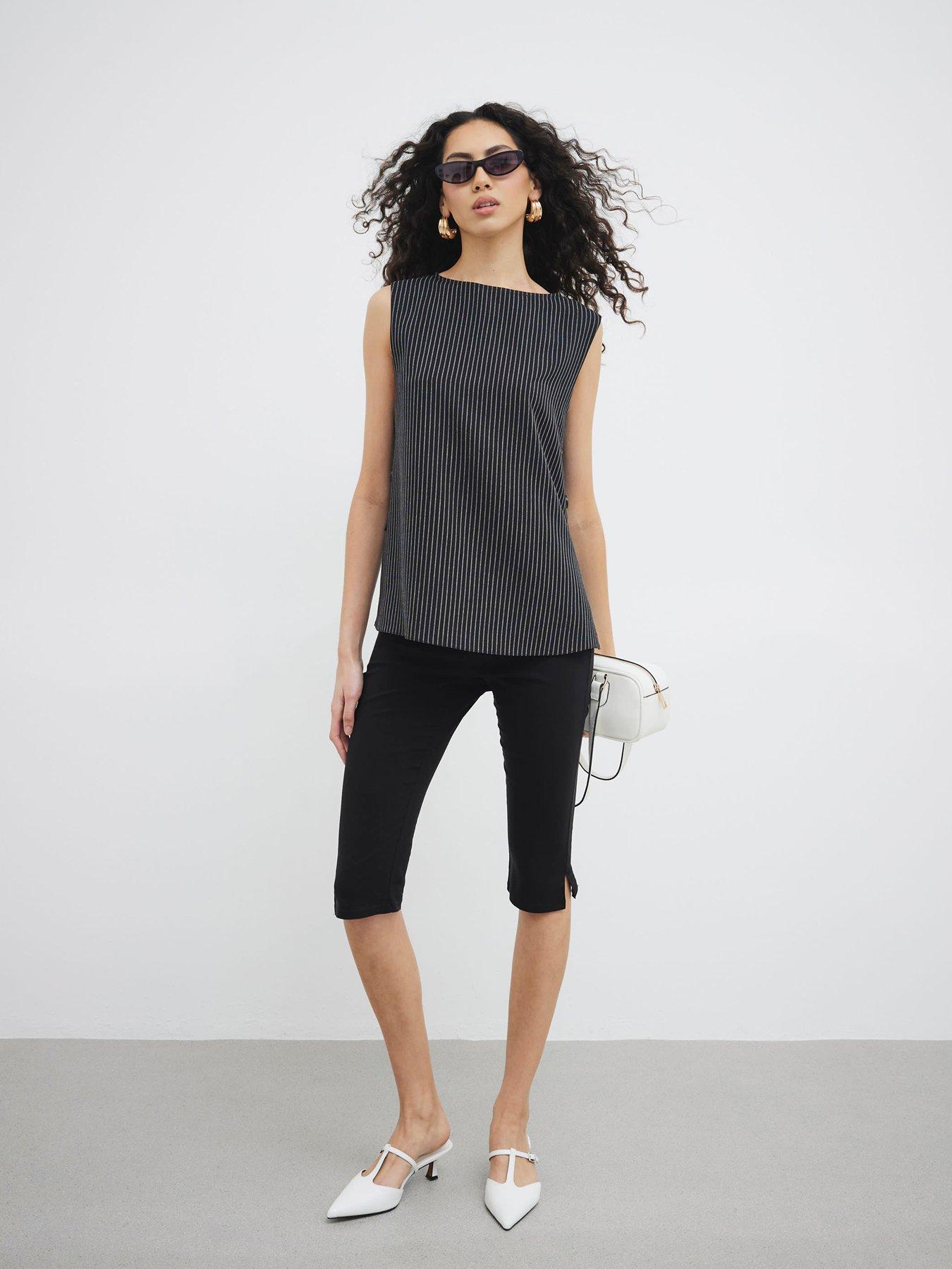 river-island-button-side-topstitch-top-blackstillFront