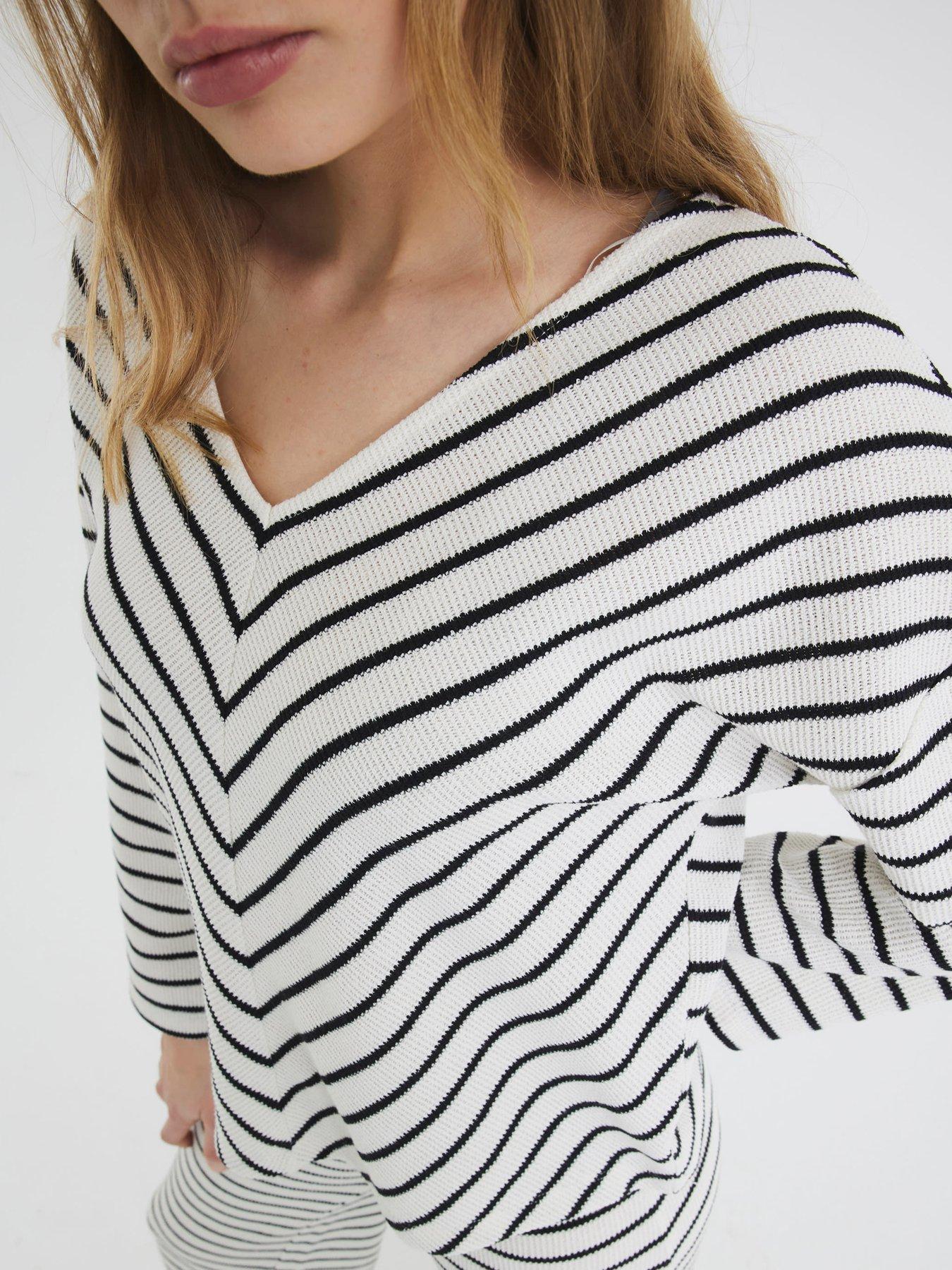 Image 5 of 6 of River Island Stripe Chuck On Top - Cream