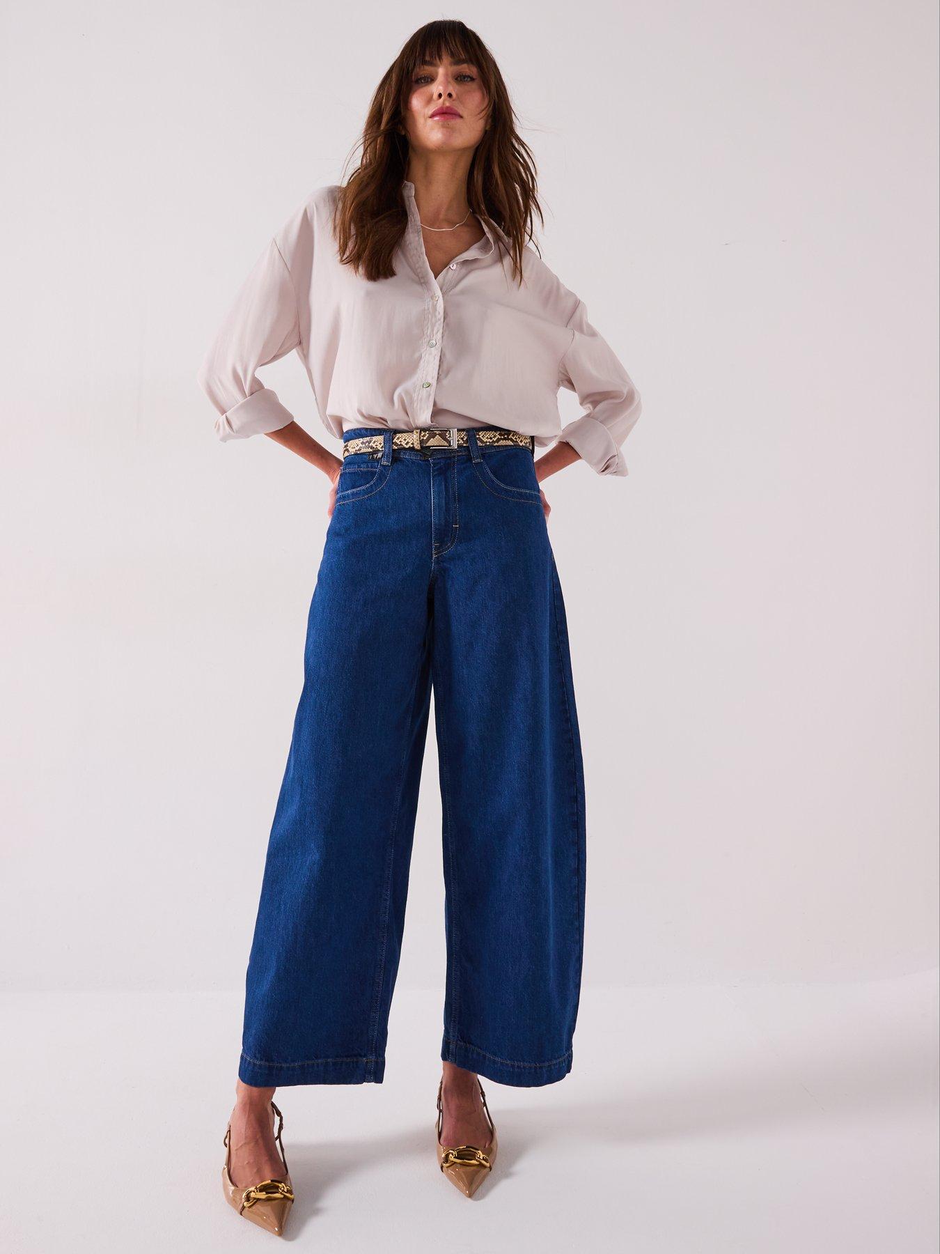 Image 1 of 6 of River Island Oversized Balloon Jeans - Blue