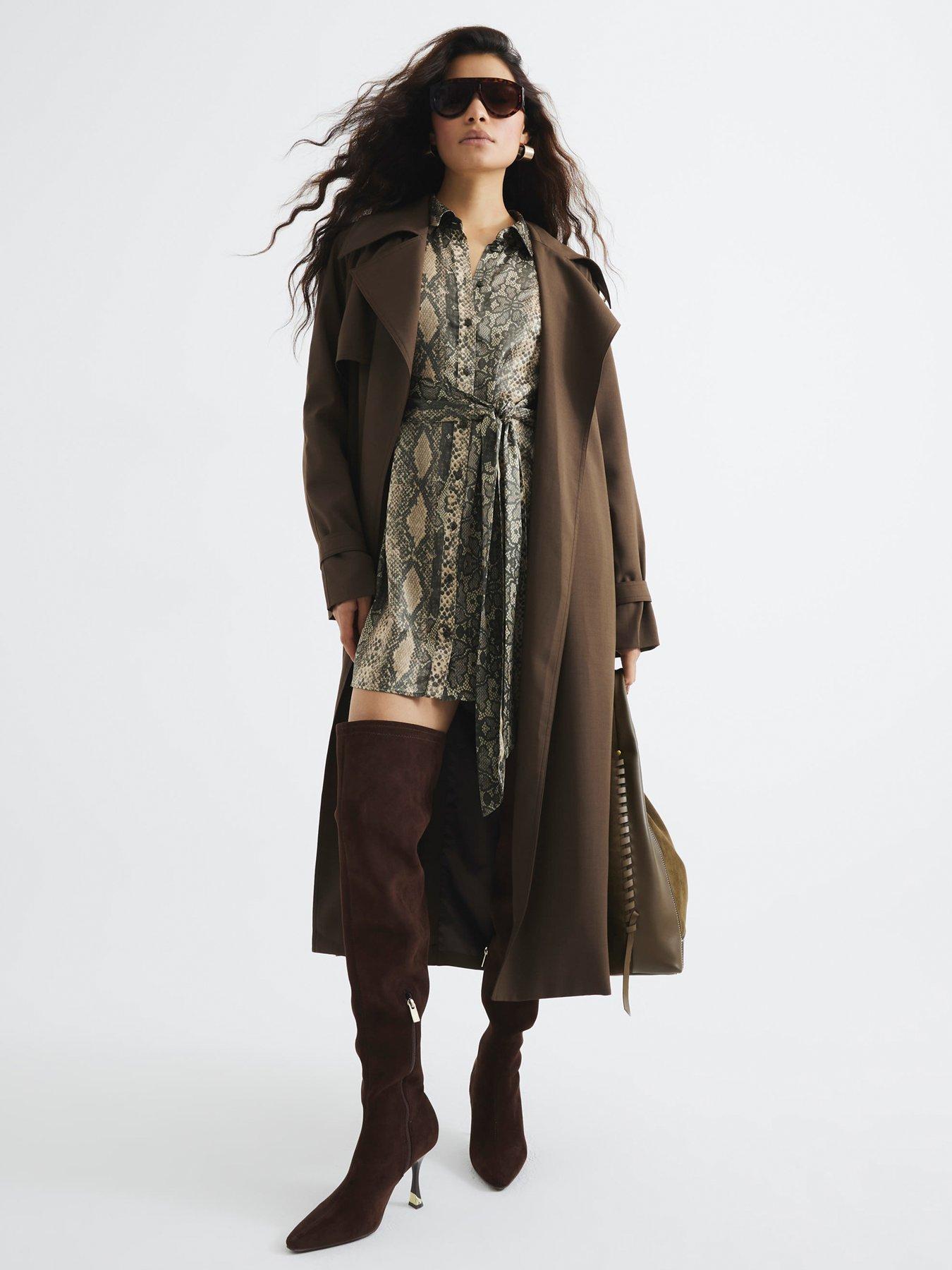 river-island-tie-front-snake-print-shirt-dress-brown