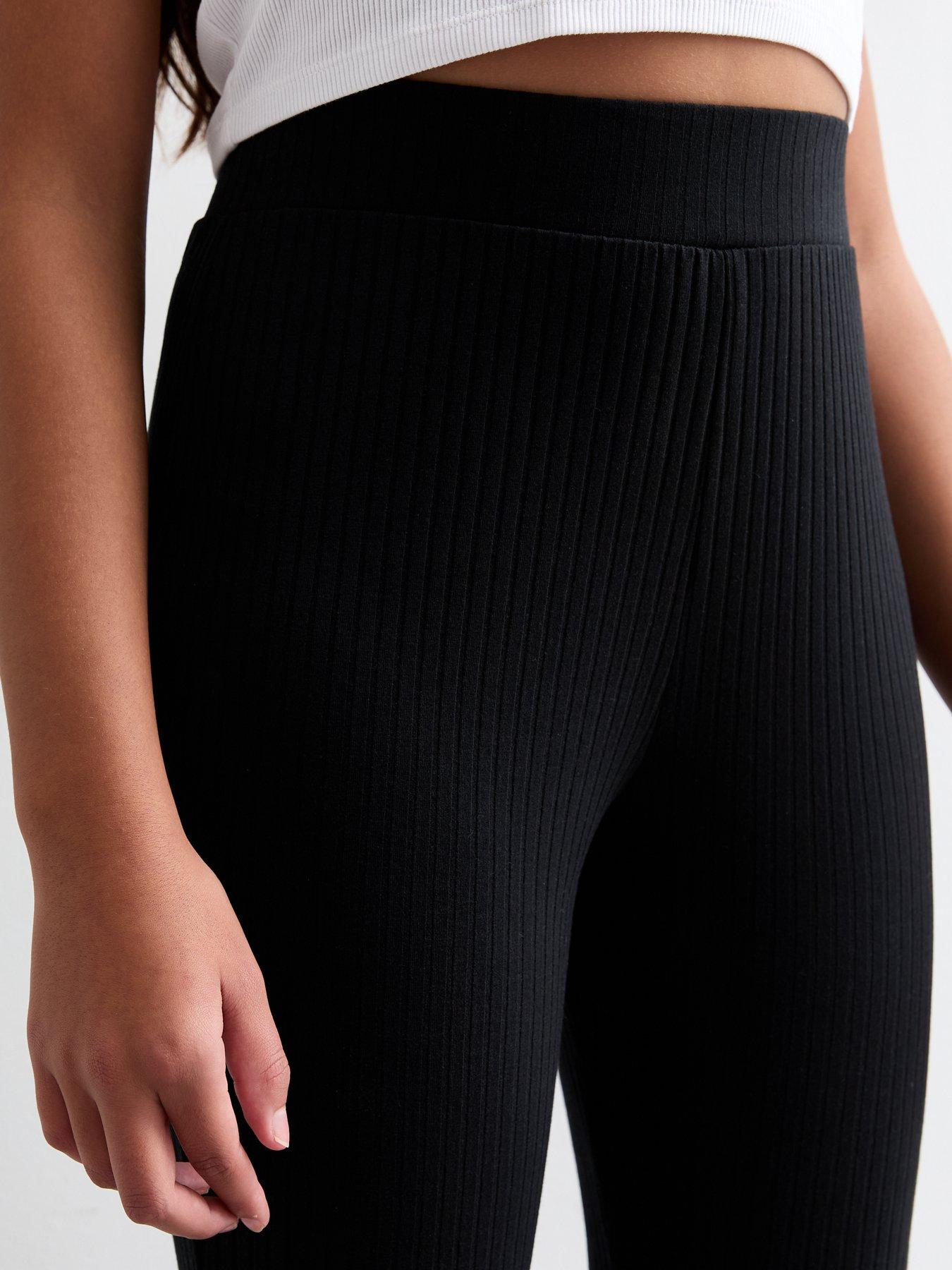 new-look-915-girls-black-ribbed-flared-leggingsoutfit