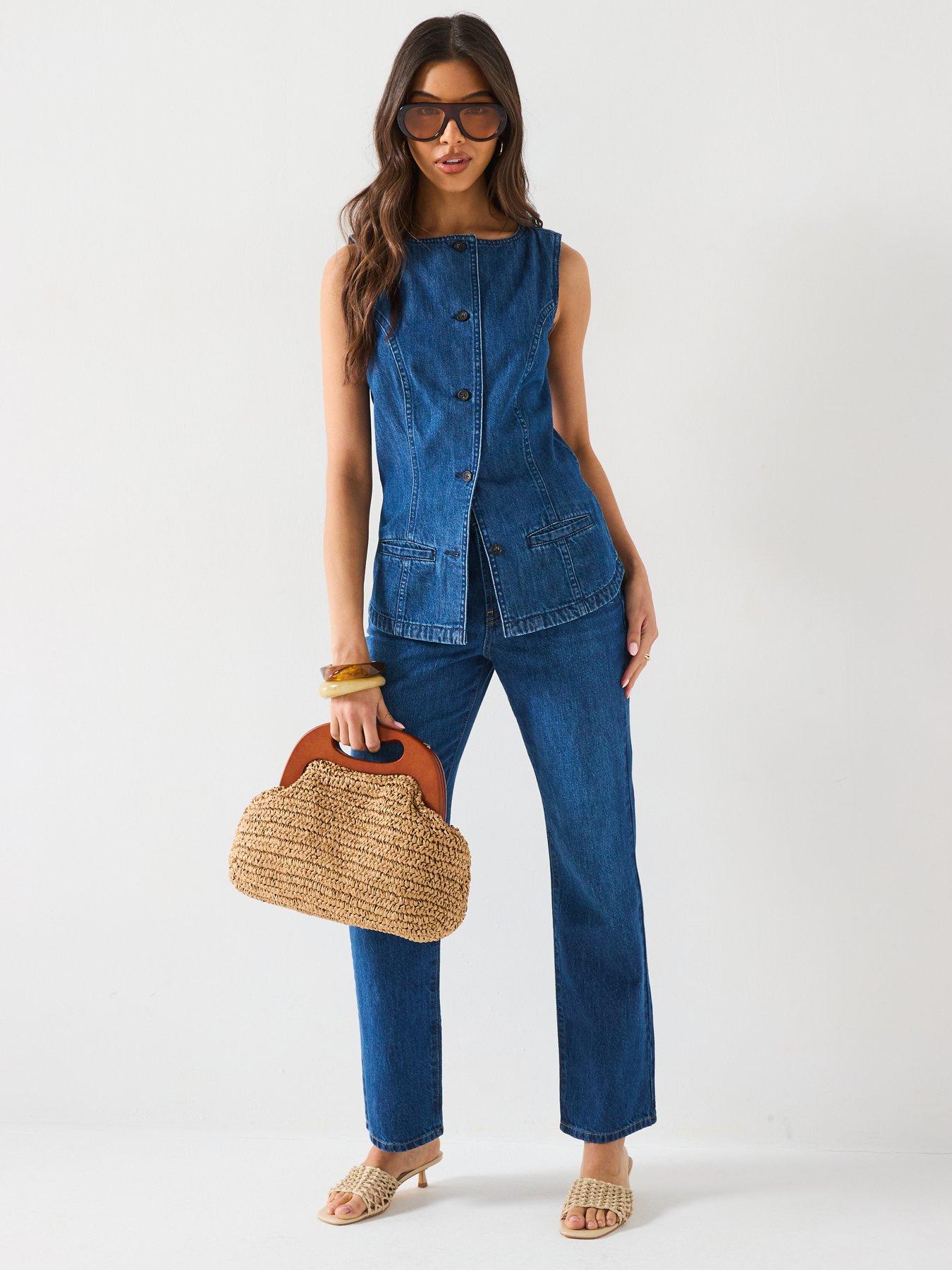 v-by-very-denim-button-through-top-dark-washback