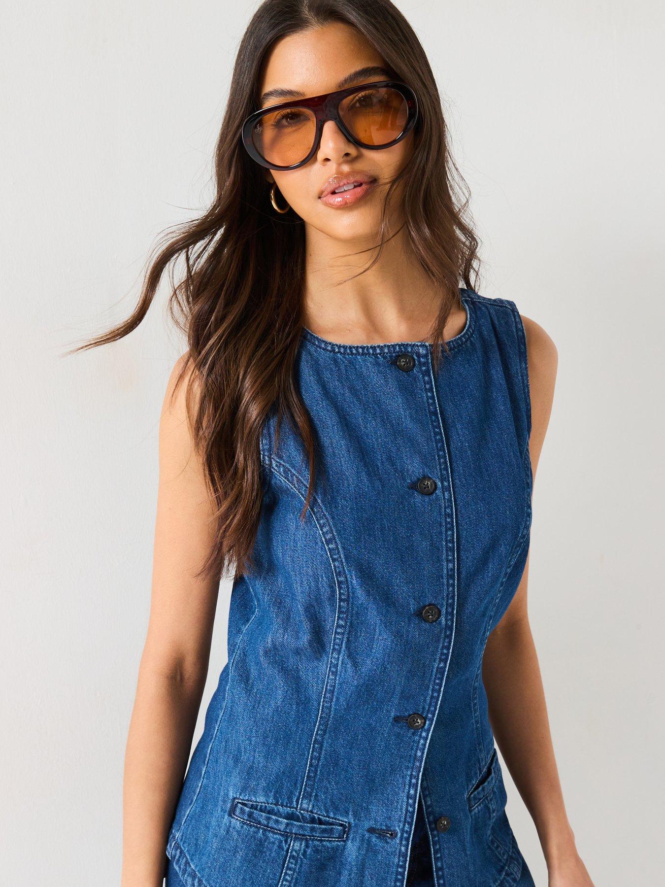 v-by-very-denim-button-through-top-dark-washoutfit
