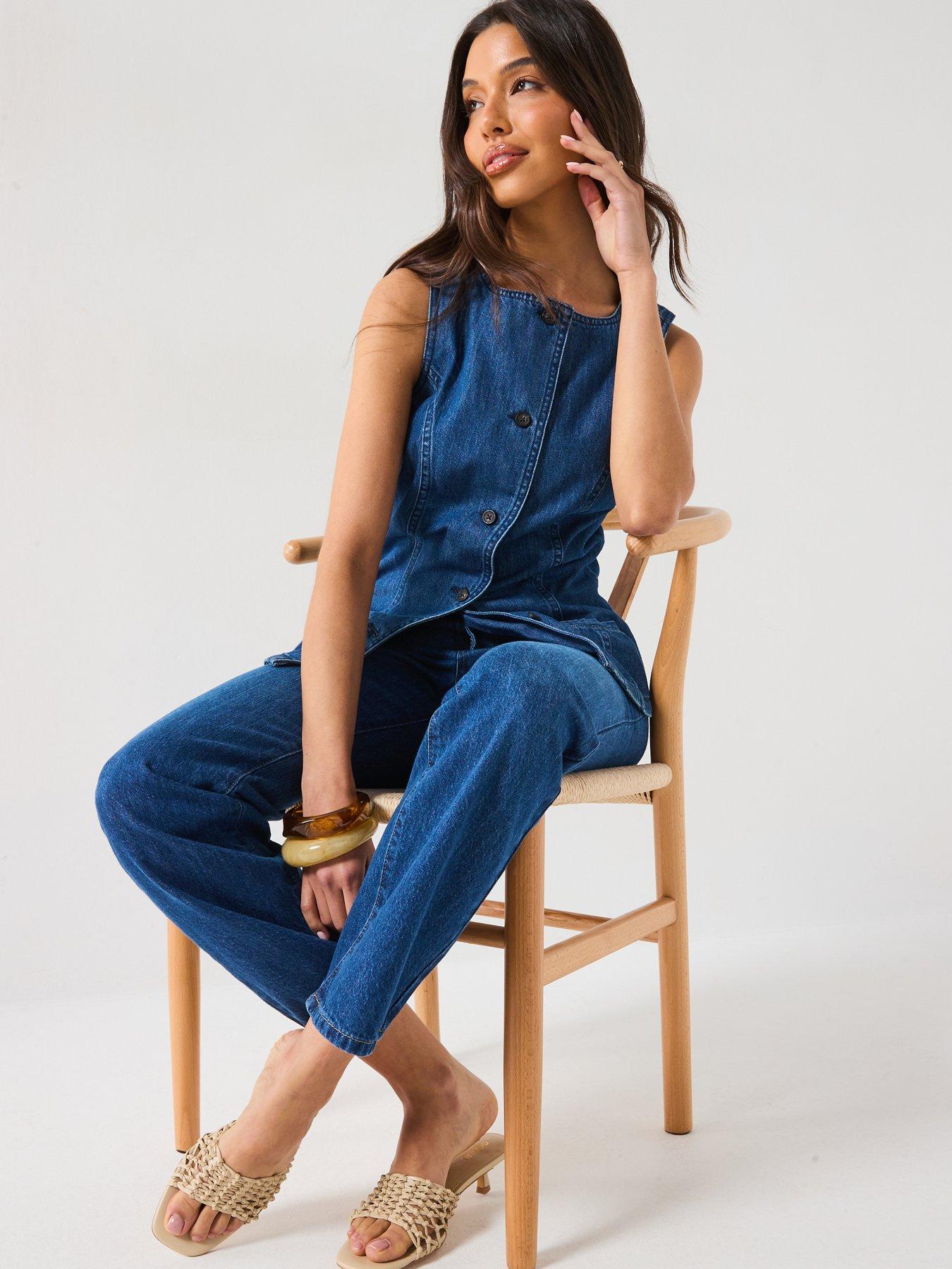 v-by-very-denim-button-through-top-dark-washdetail