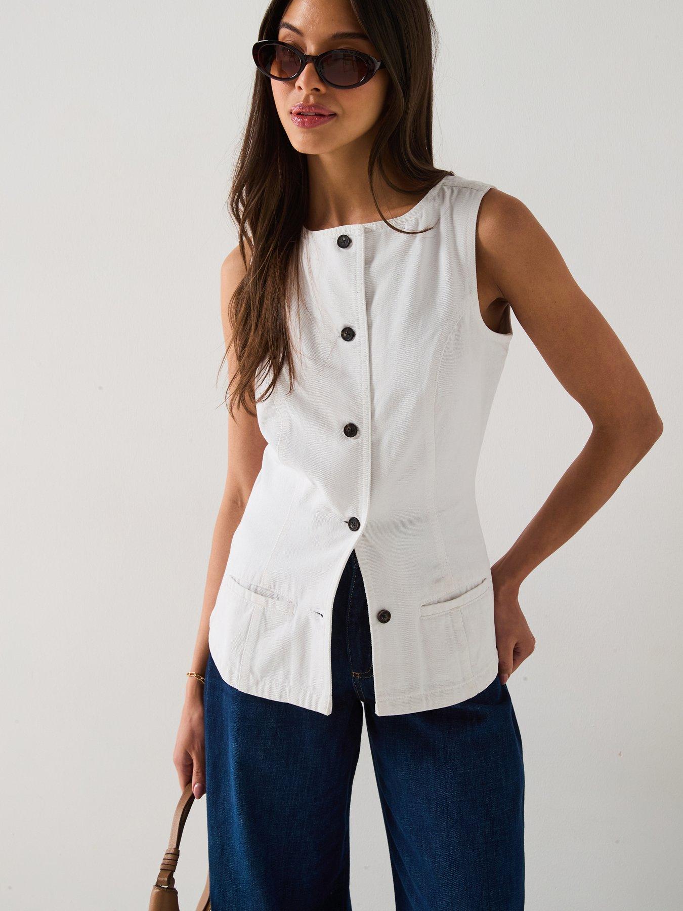 v-by-very-denim-button-through-top-white