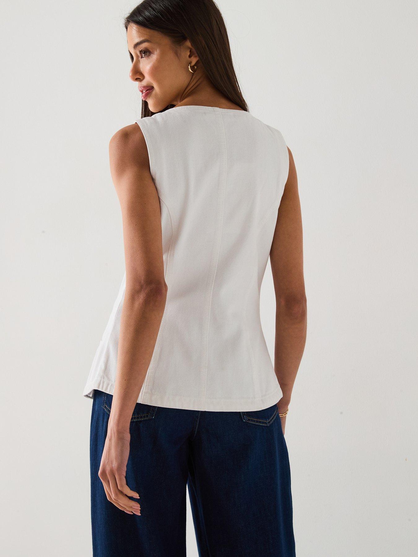v-by-very-denim-button-through-top-whitestillFront