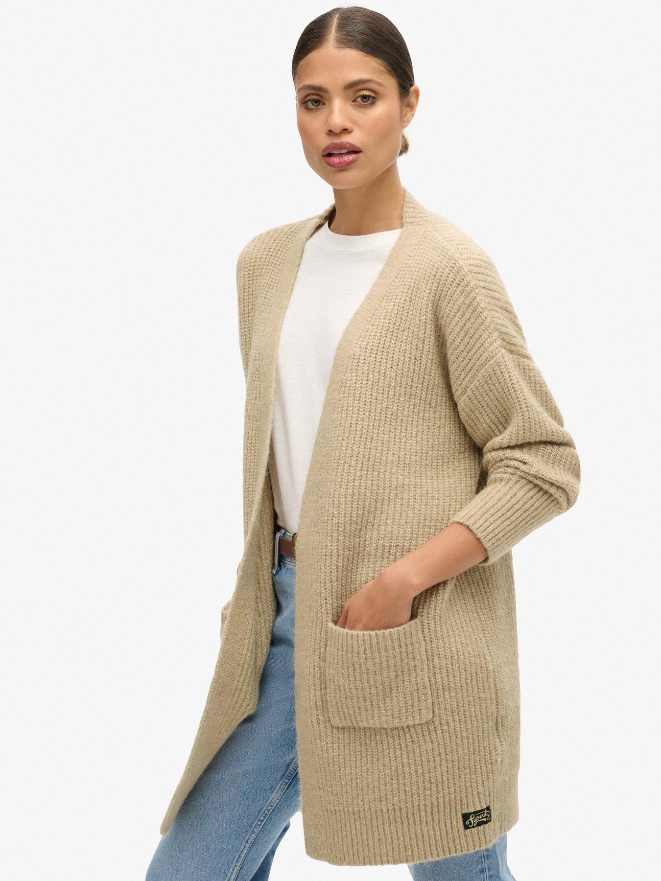 superdry-essential-long-knit-cardigan-brownfront