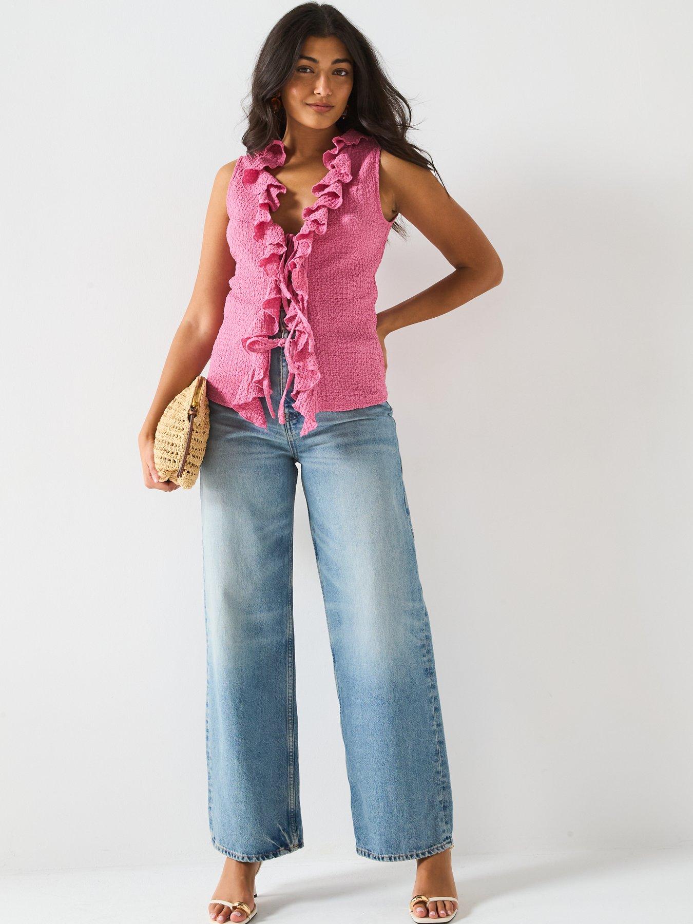 v-by-very-ruffle-tie-front-top-pinkoutfit