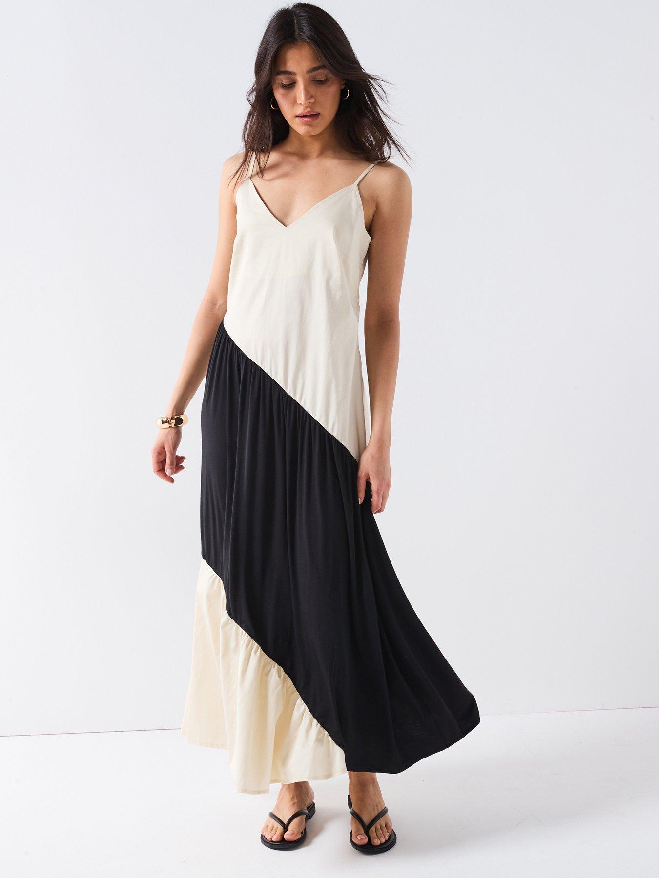 Image of V by Very Woven Mix Panel Dress - Mono