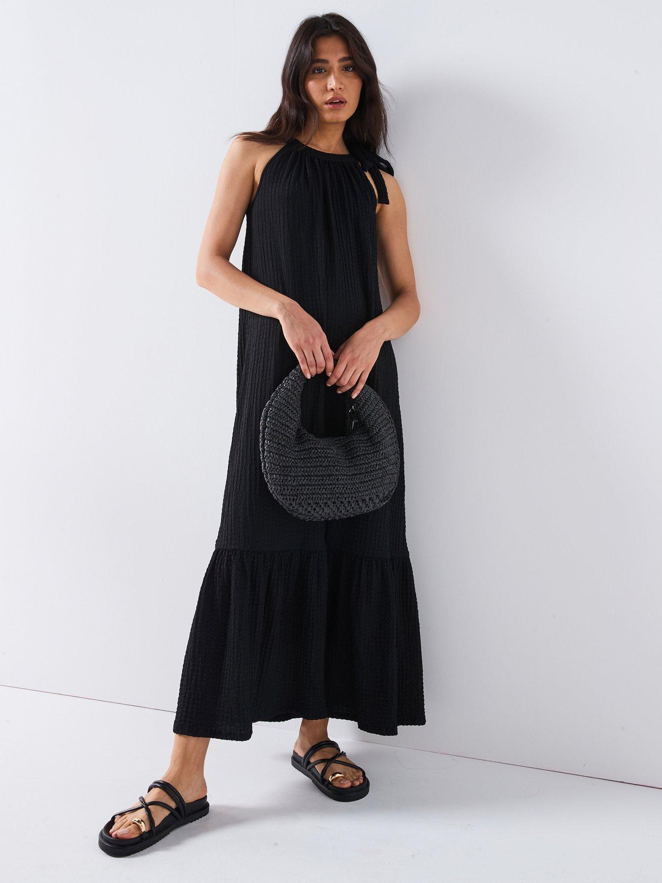 Image of V by Very Tie Neck Maxi Dress - Black