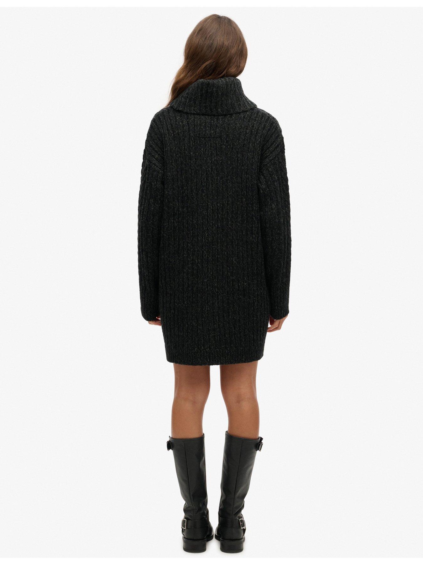 superdry-rollneck-cable-jumper-dress--blackstillFront