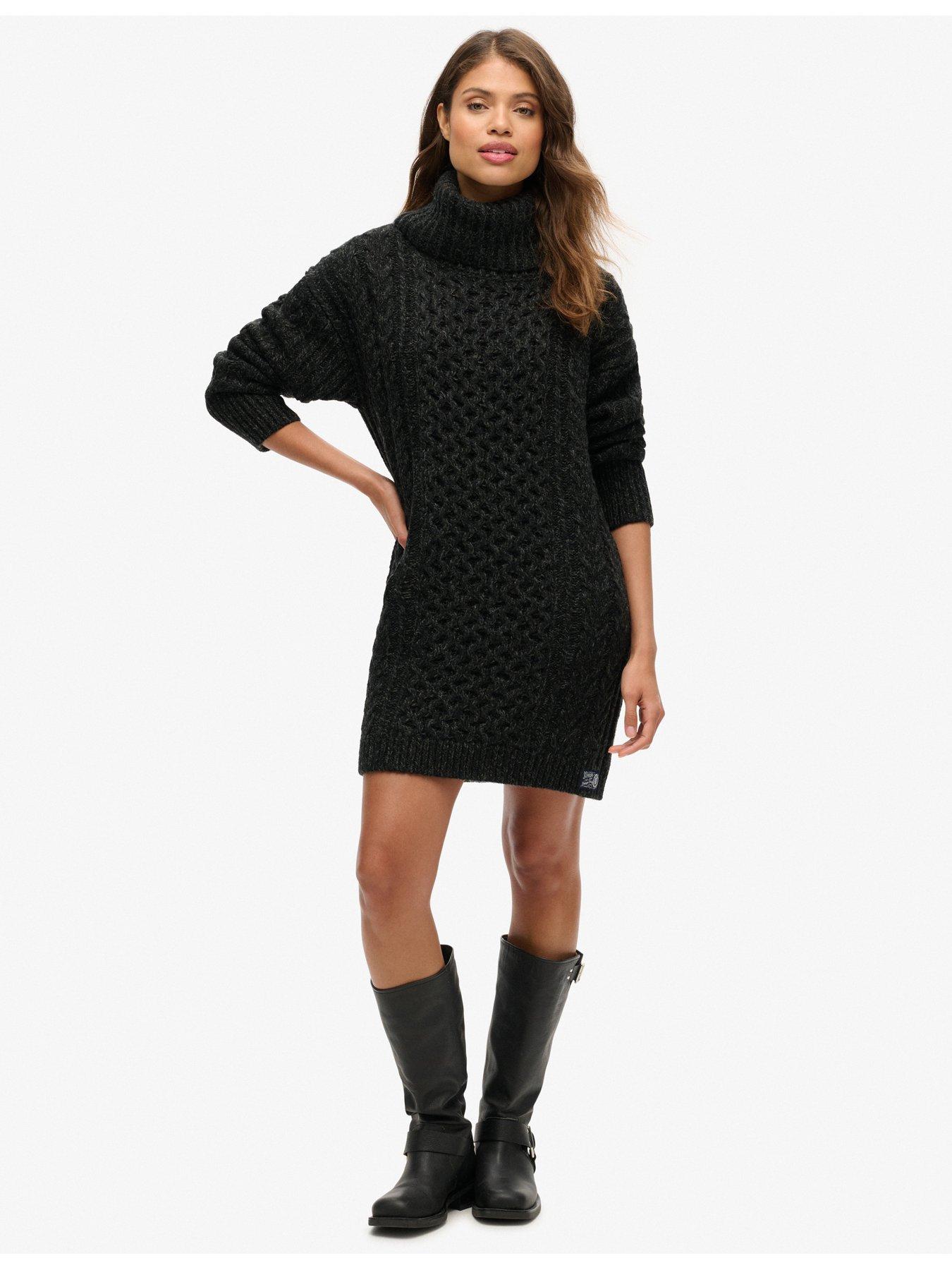 superdry-rollneck-cable-jumper-dress--blackback