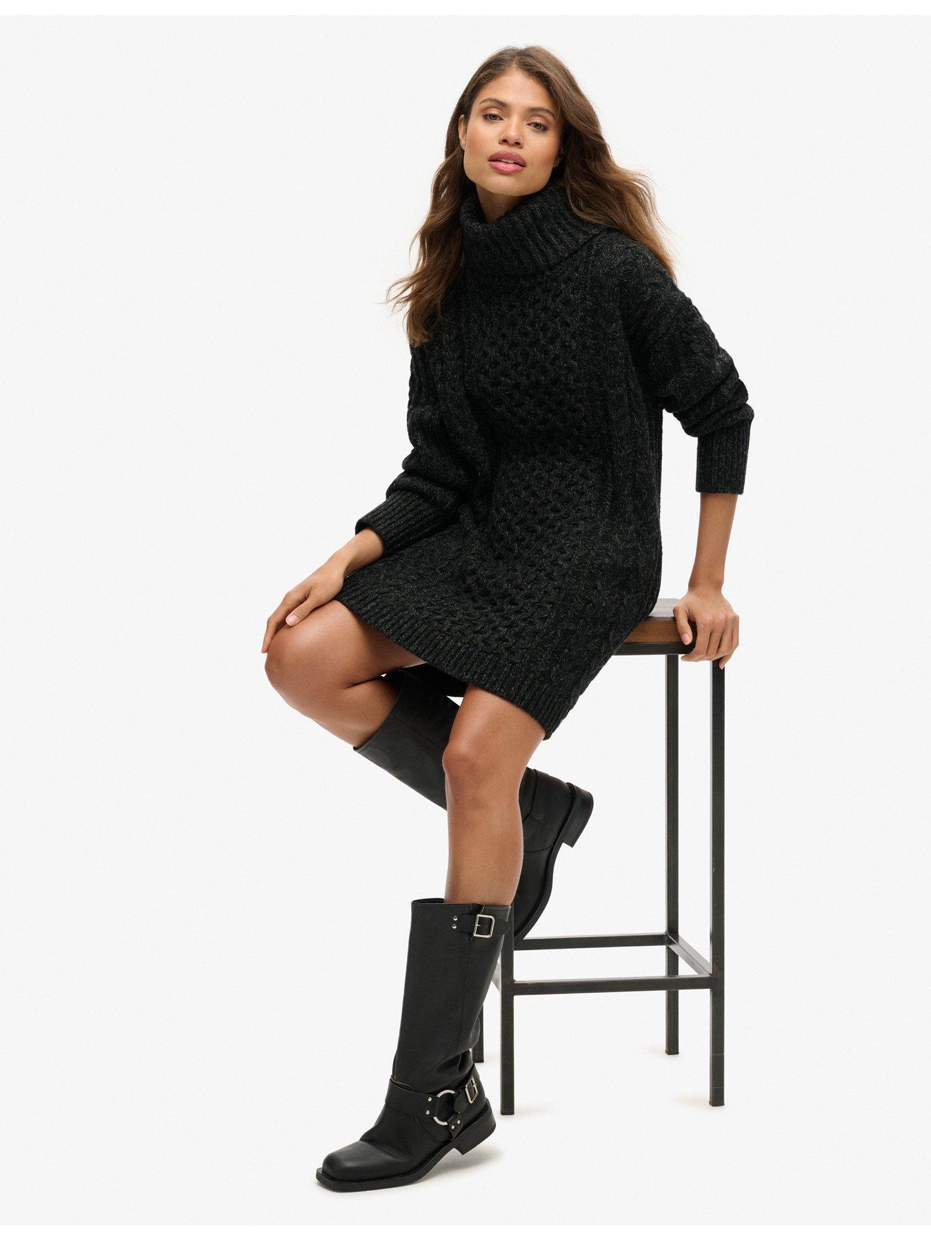 superdry-rollneck-cable-jumper-dress--blackoutfit