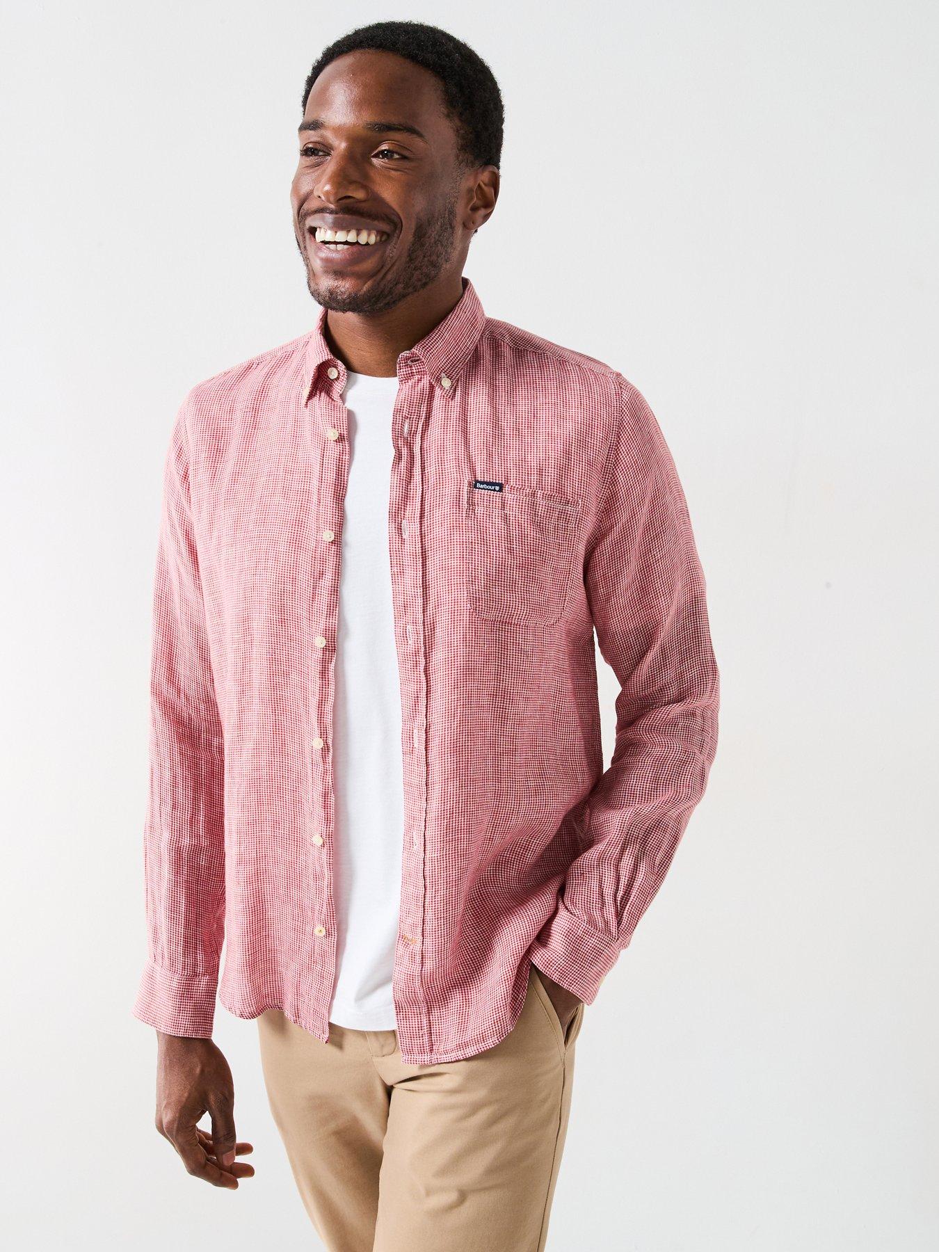 Barbour Barbour Linton Linen Long Sleeve Tailored Shirt - Red