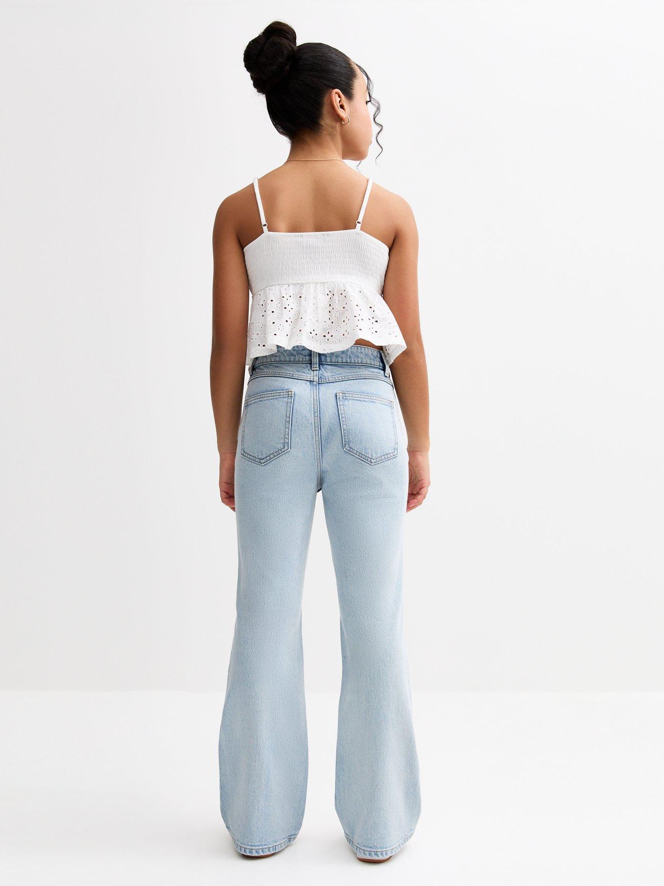 Image 2 of 6 of New Look 915 Girls Bleach Flared Leg Jeans - Light Blue