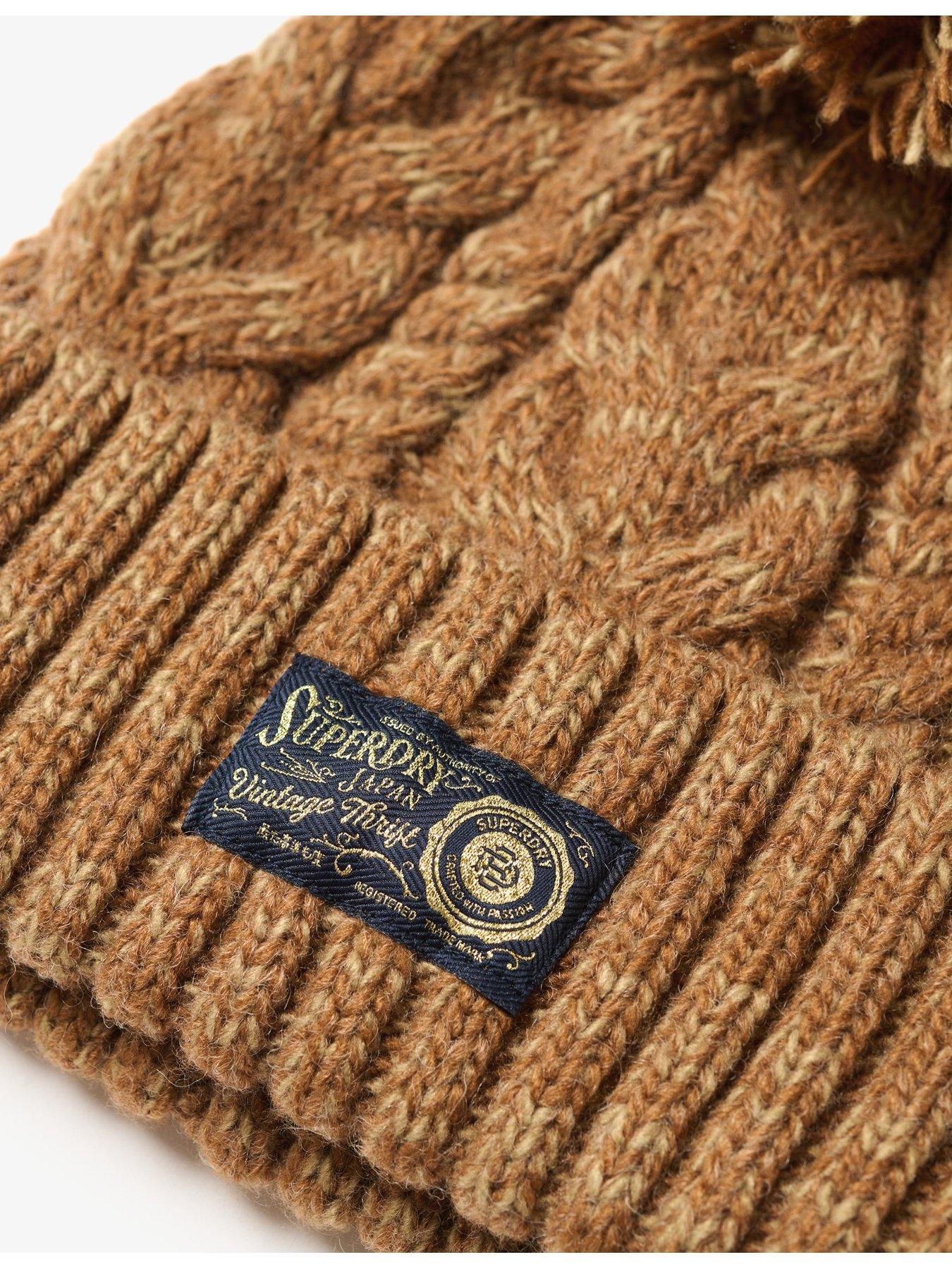 superdry-chunky-cable-beanie-brownstillFront