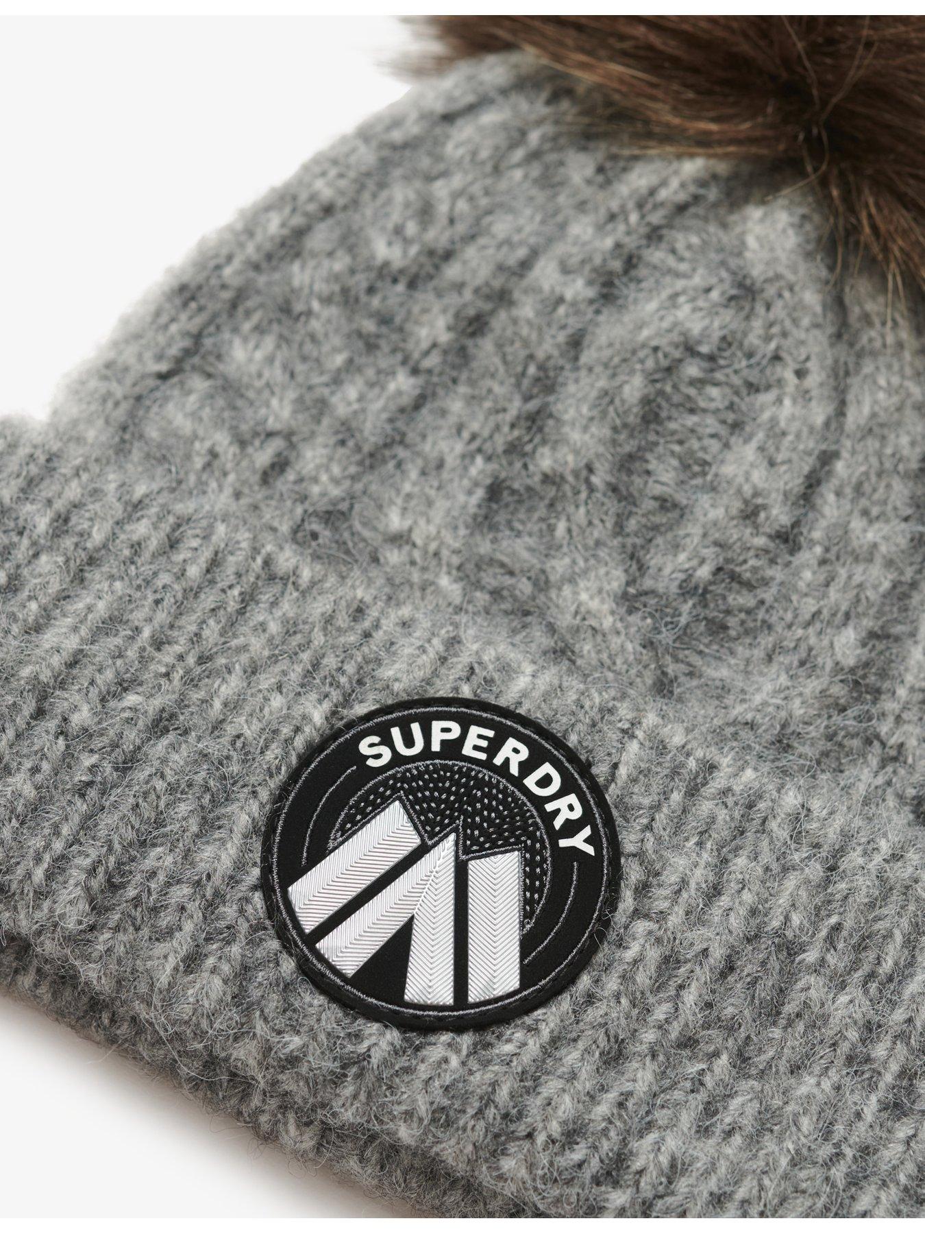 superdry-cable-luxe-knit-beanie-greystillFront