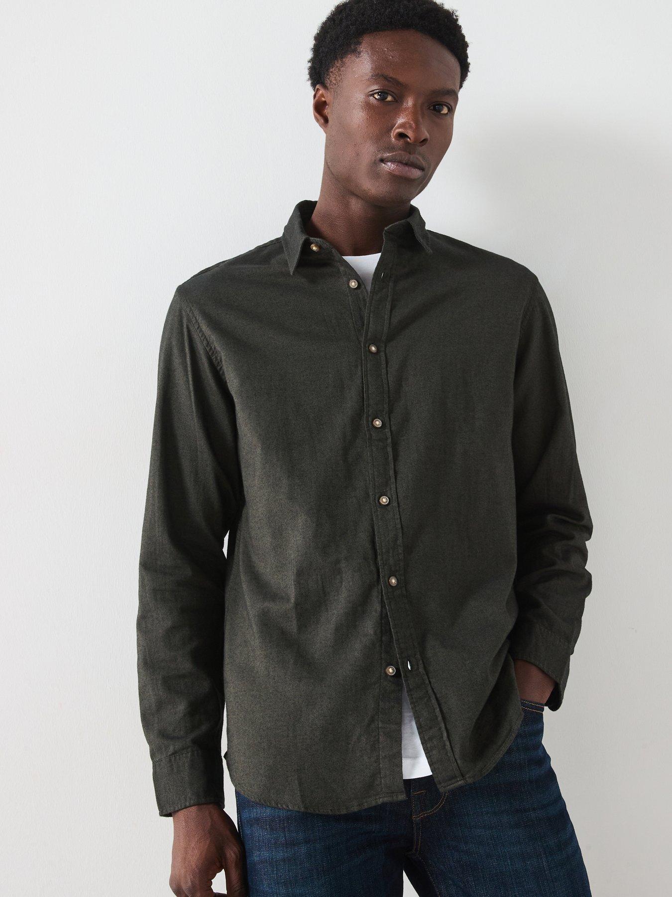 undefined Slim Fit Owen Flannel Long Sleeve Shirt - Dark Brown