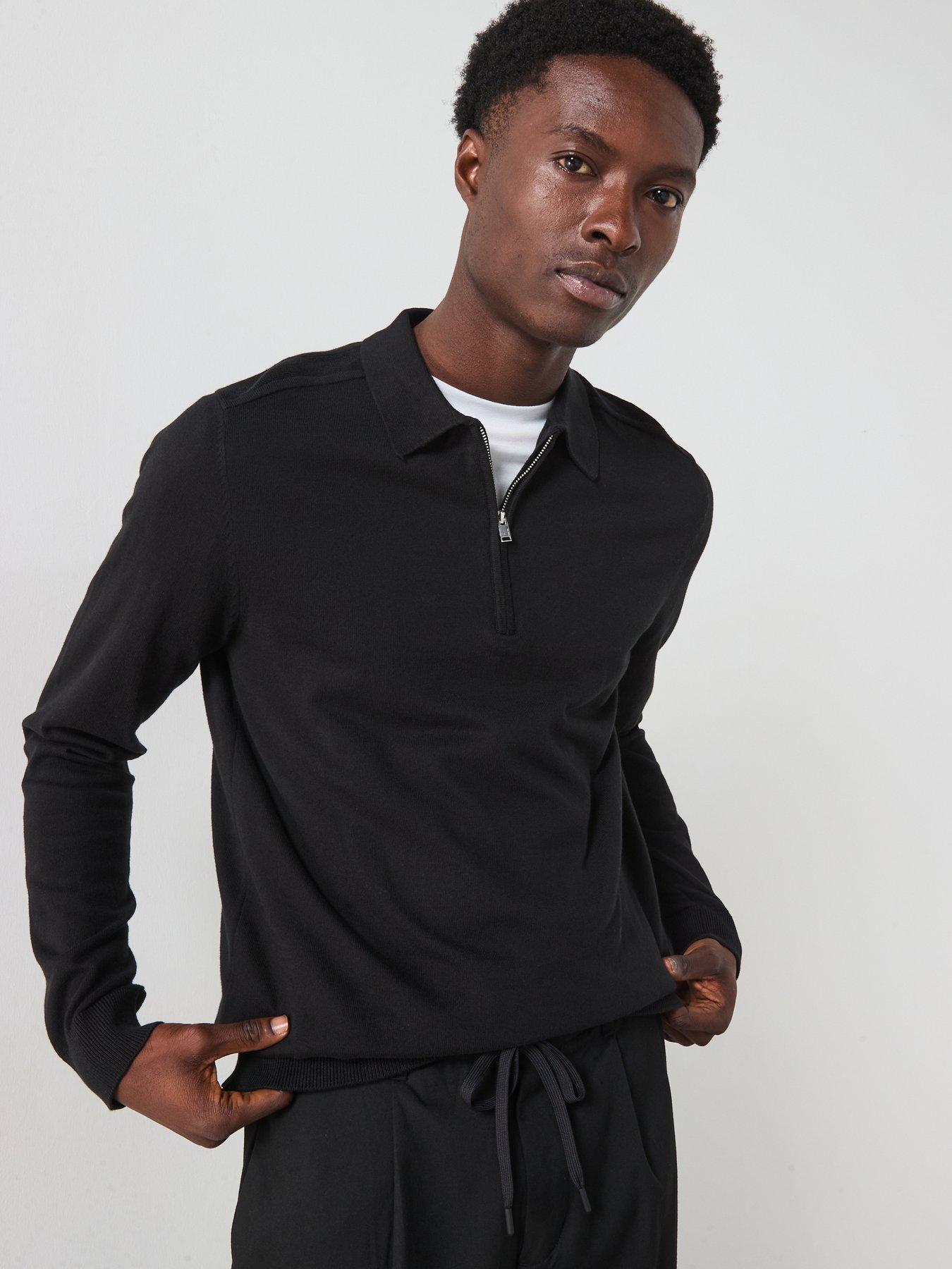 selected-homme-berg-long-sleeve-half-zip-knitted-polo-shirt-black