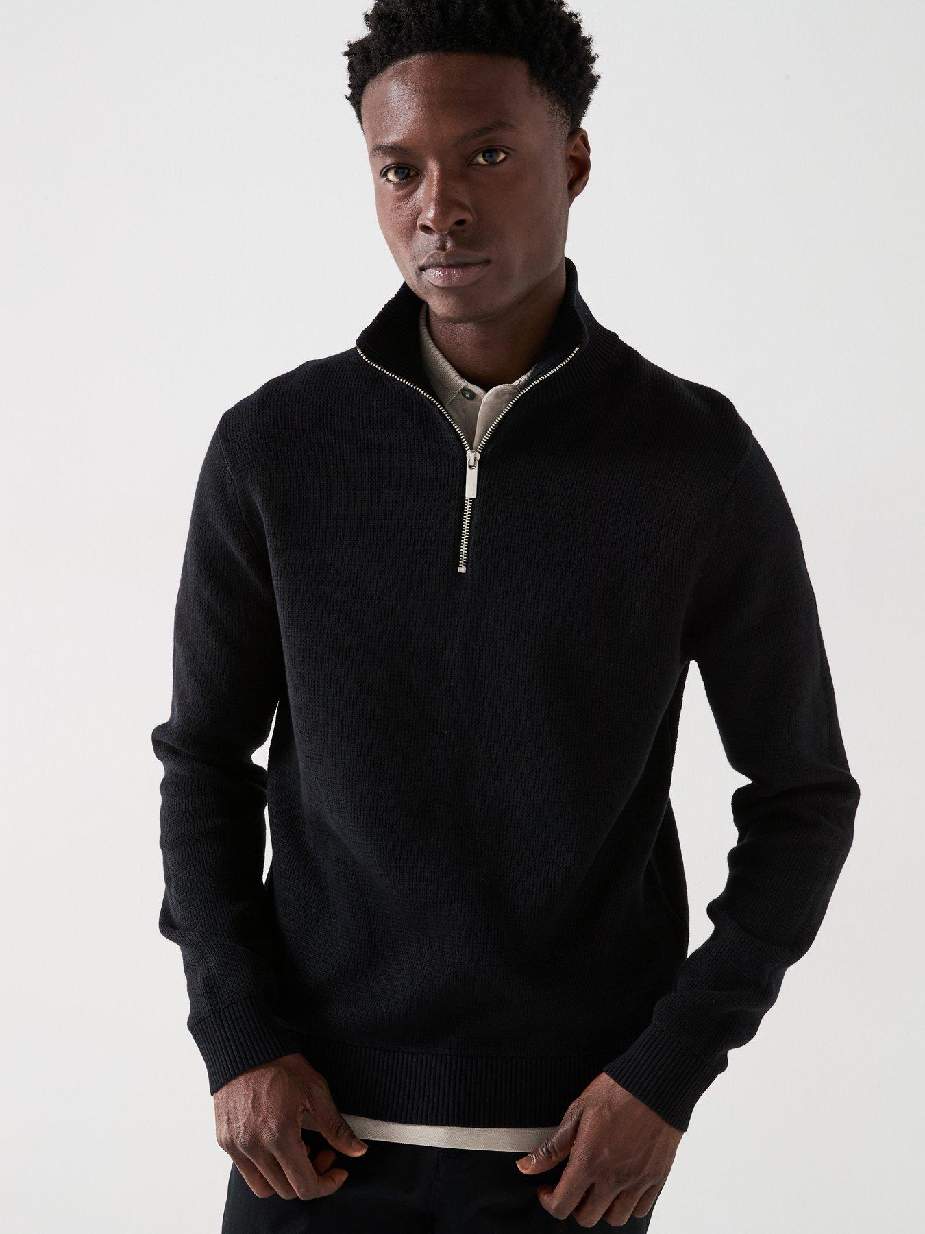 selected-homme-dane-long-sleeve-half-zip-knitted-jumper-black