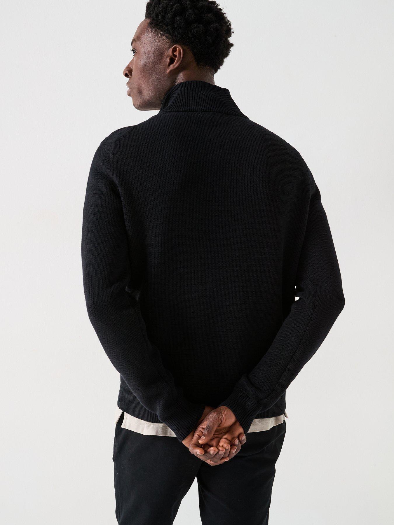 selected-homme-dane-long-sleeve-half-zip-knitted-jumper-blackstillFront