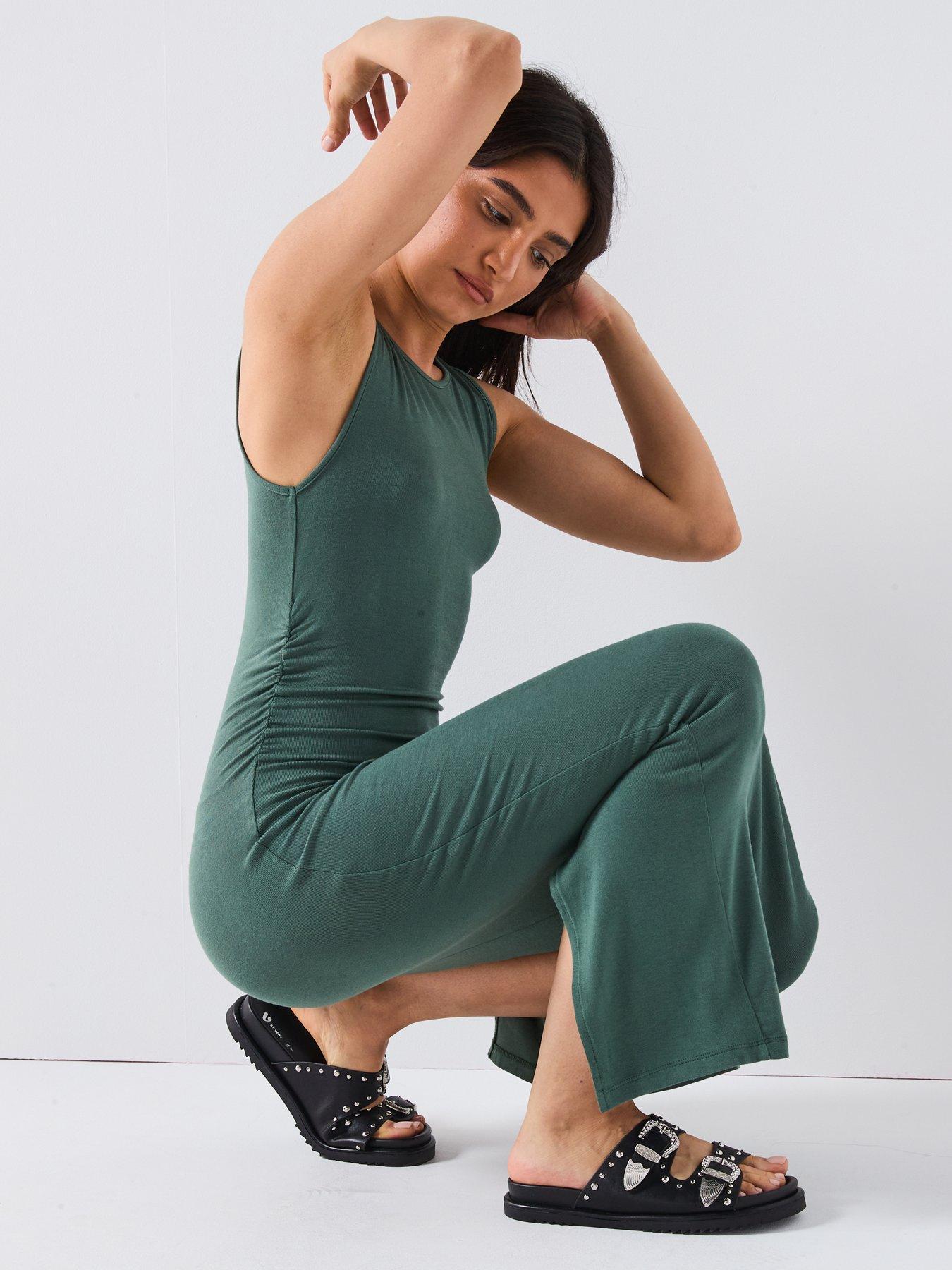 Image 5 of 6 of V by Very Sleeveless Ruched Side Dress - Khaki