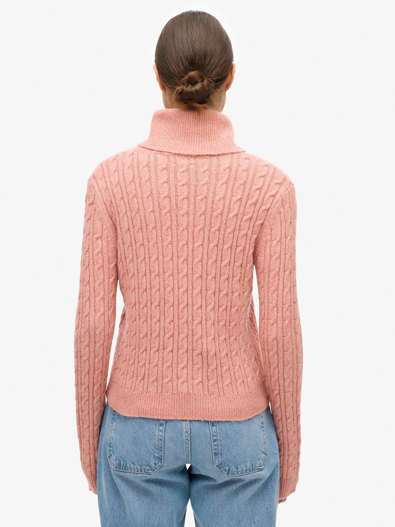 superdry-fitted-cable-roll-neck-jumper-pinkstillFront