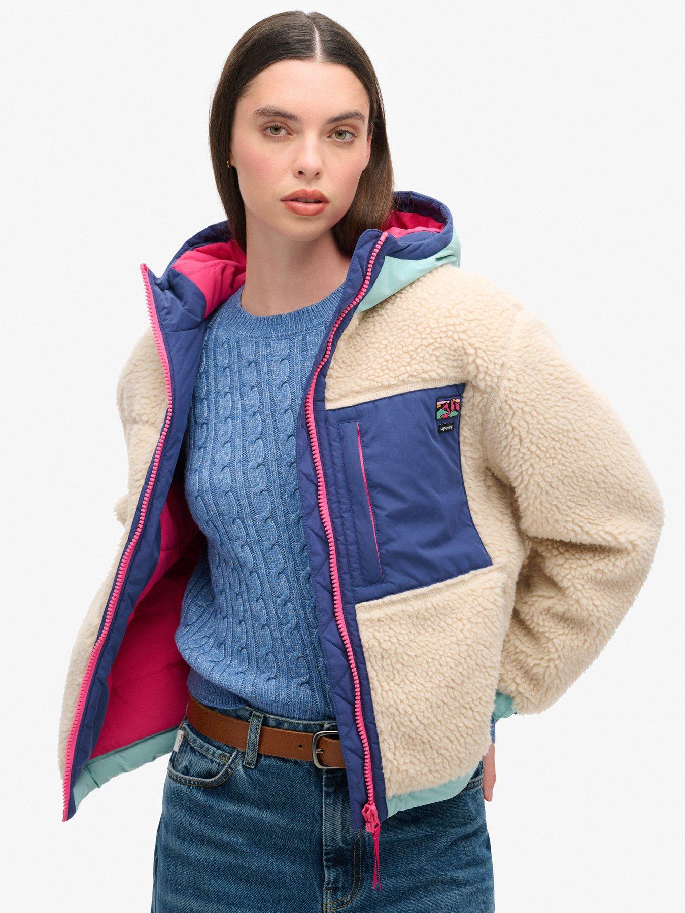 Superdry Vintage Hooded Sherpa Fleece - White