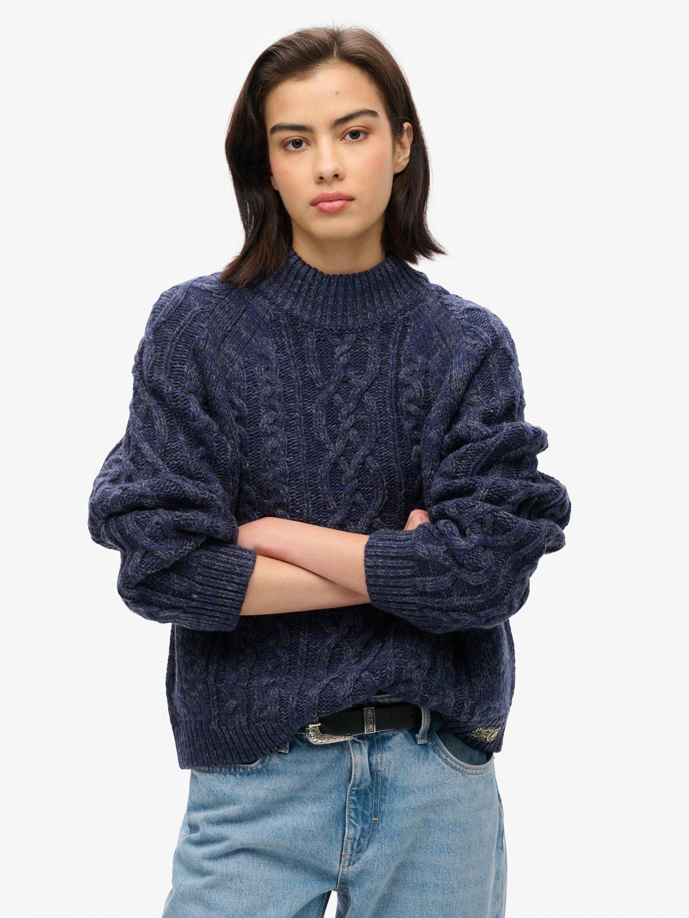 superdry-cable-mock-neck-jumper-navyfront