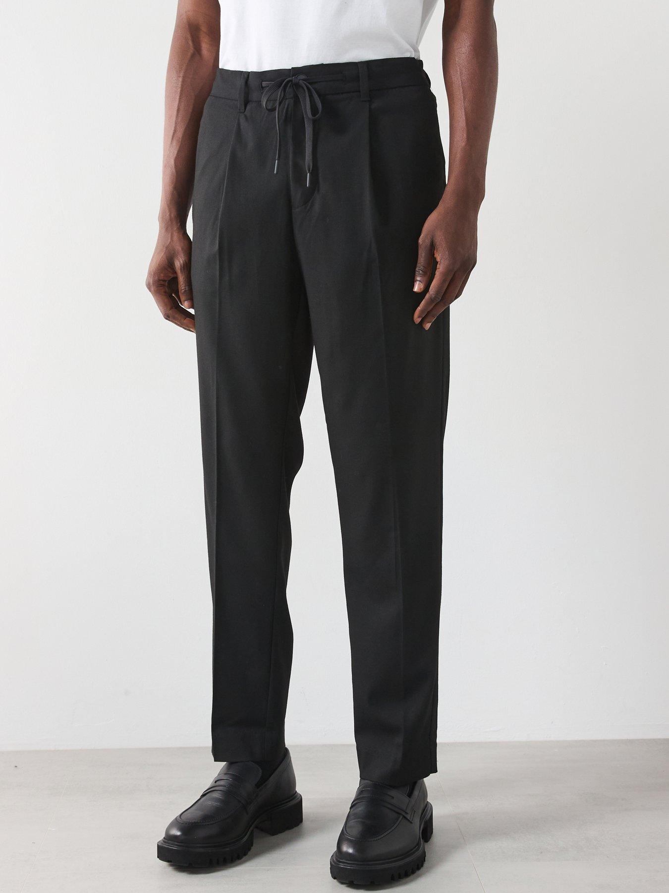 Selected Homme Leroy Tapered Fit Pleated Trousers - Black
