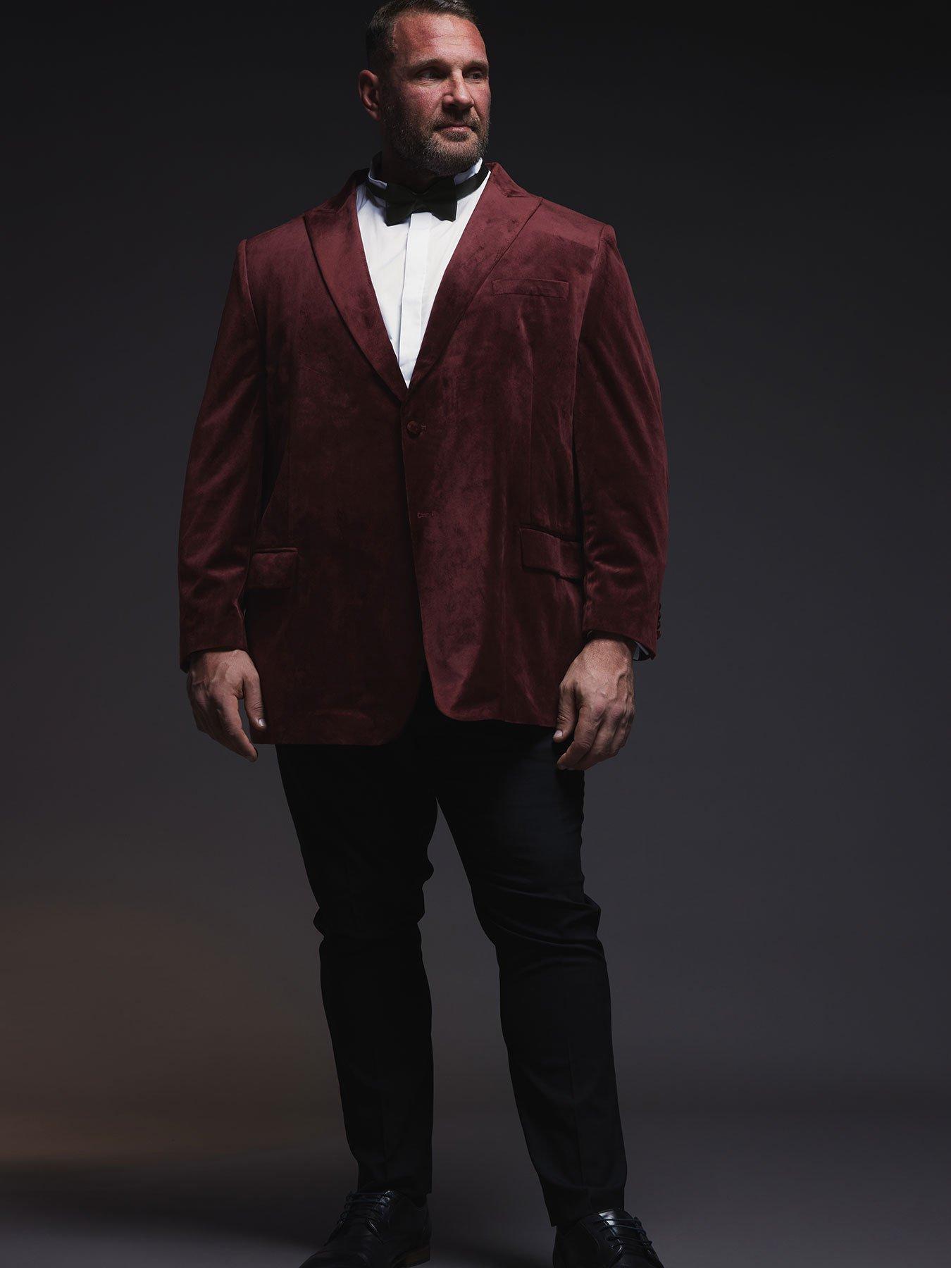 Image 2 of 3 of BadRhino Velvet Blazer Long - Red