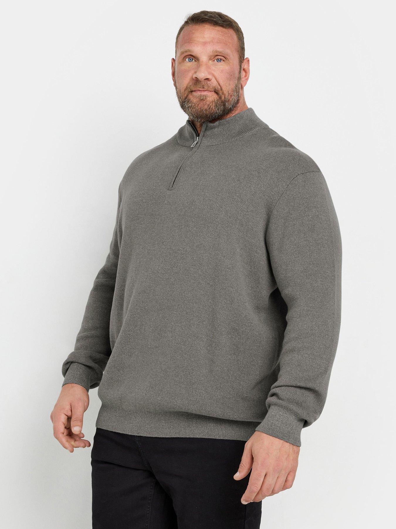 badrhino-milano-quarter-zip-knitted-jumper-grey