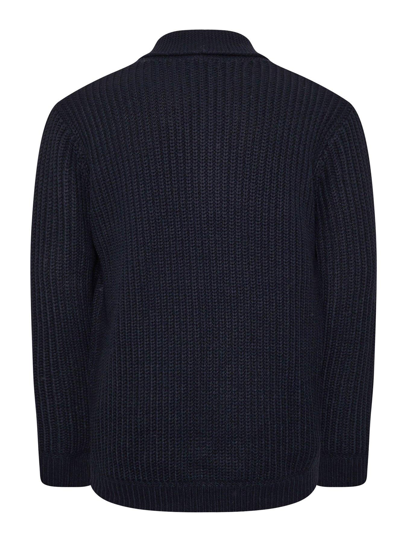 Image 2 of 3 of BadRhino Big &amp; Tall Shawl Collar Knitted Cardigan - Blue