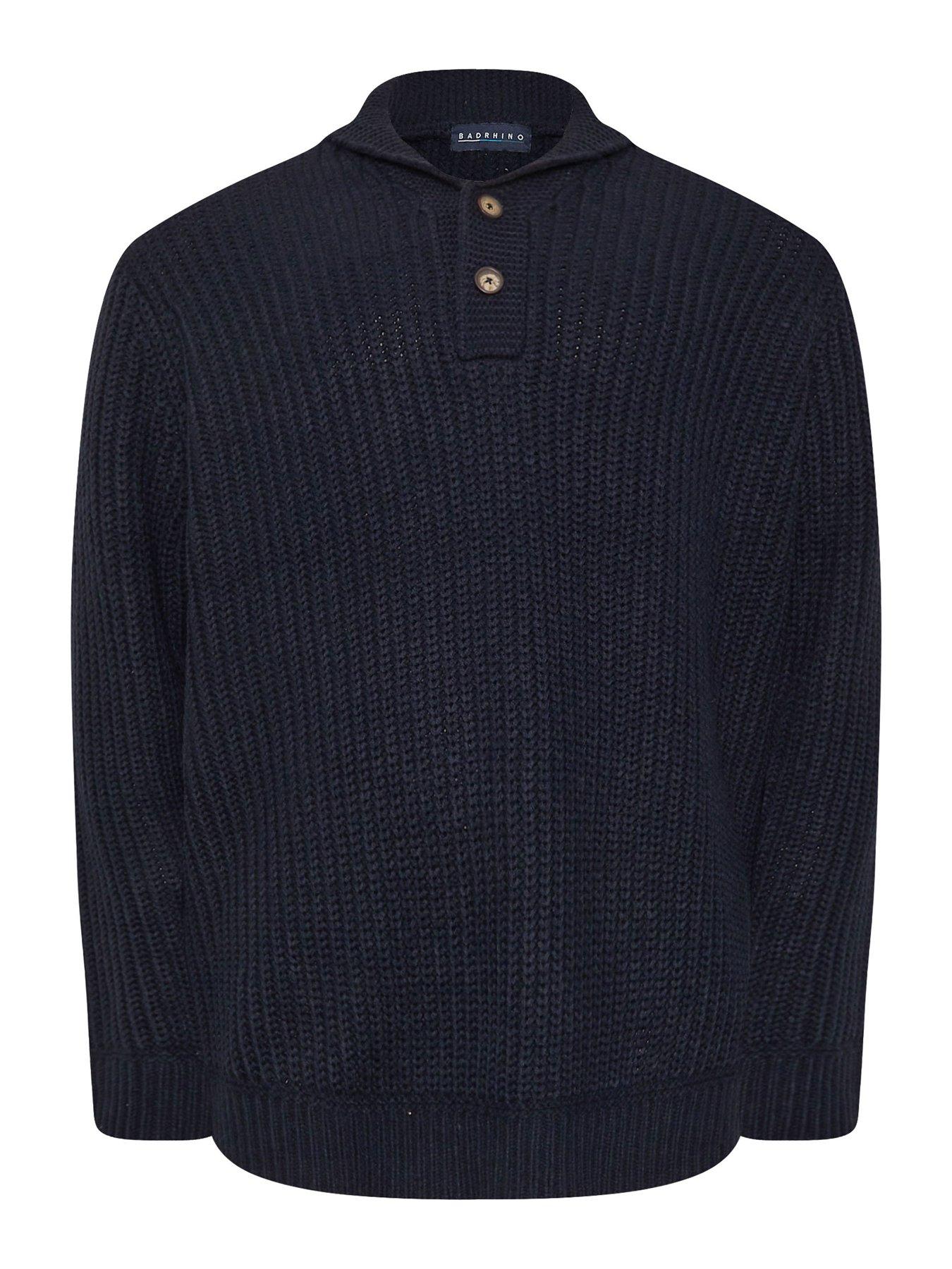 Image 3 of 3 of BadRhino Big &amp; Tall Shawl Collar Knitted Cardigan - Blue