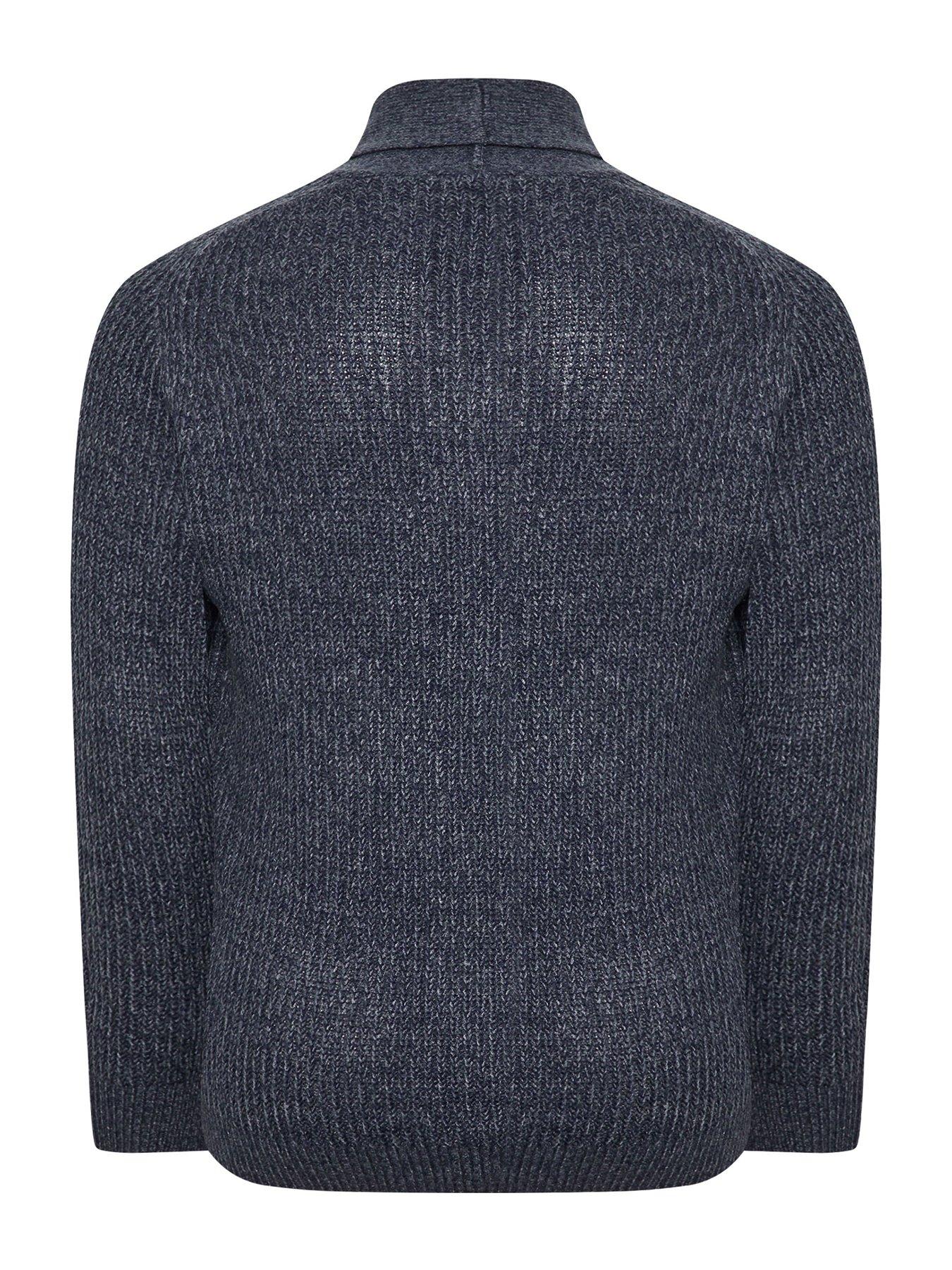 Image 2 of 3 of BadRhino Big &amp; Tall Shawl Collar Knitted Cardigan - Blue