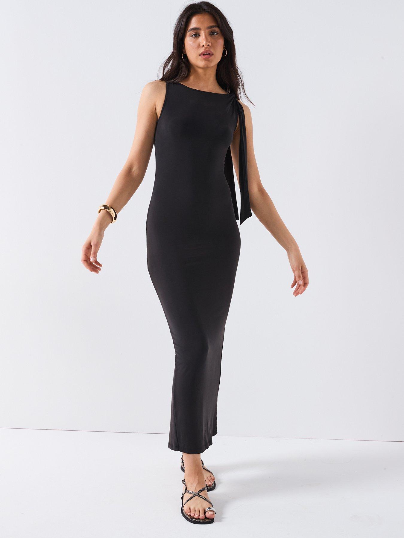 Image 3 of 5 of V by Very Tie Shoulder Dress - Black