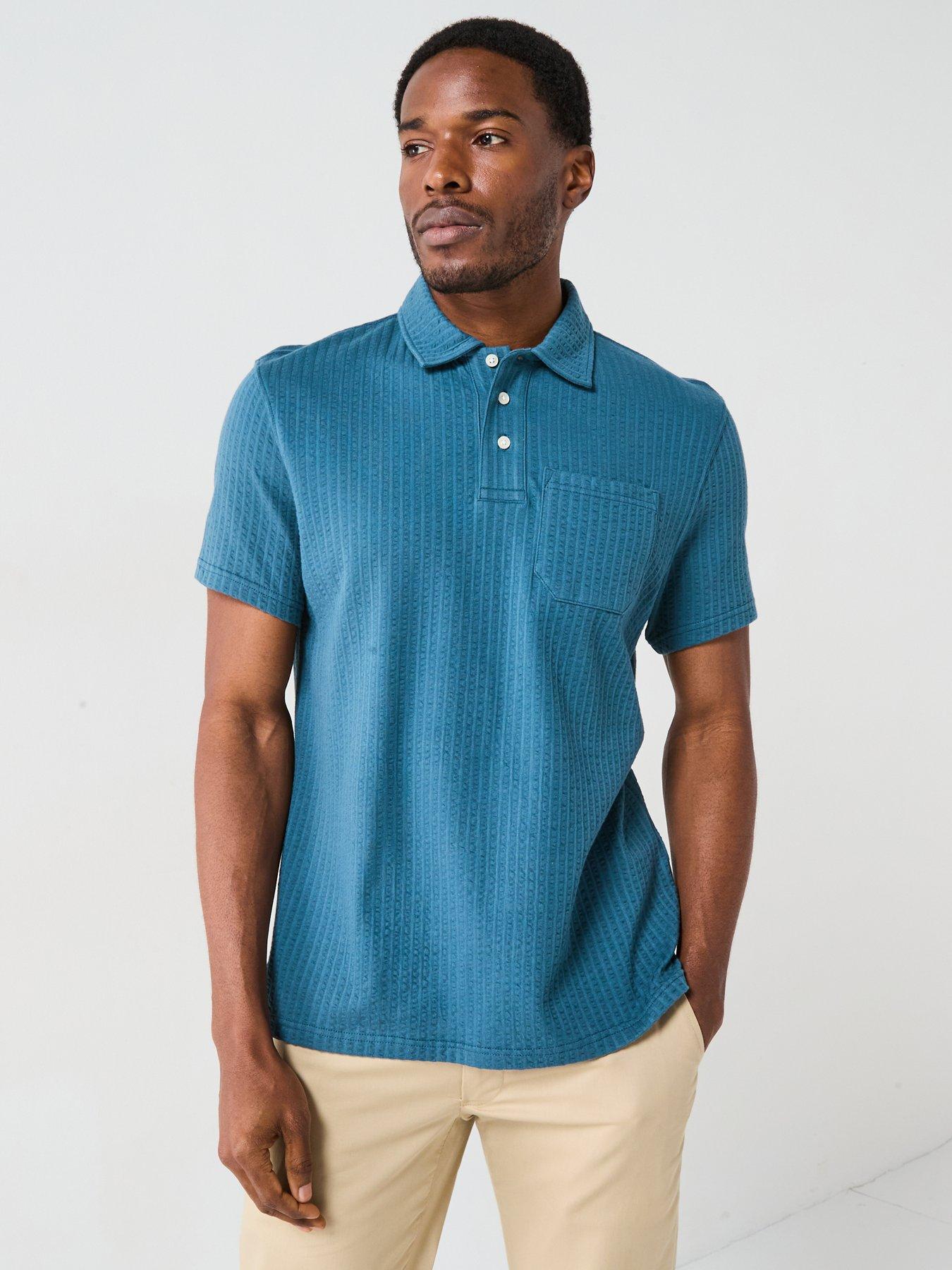 Barbour Barbour Dymchurch Seersucker Short Sleeve Polo Shirt - Blue