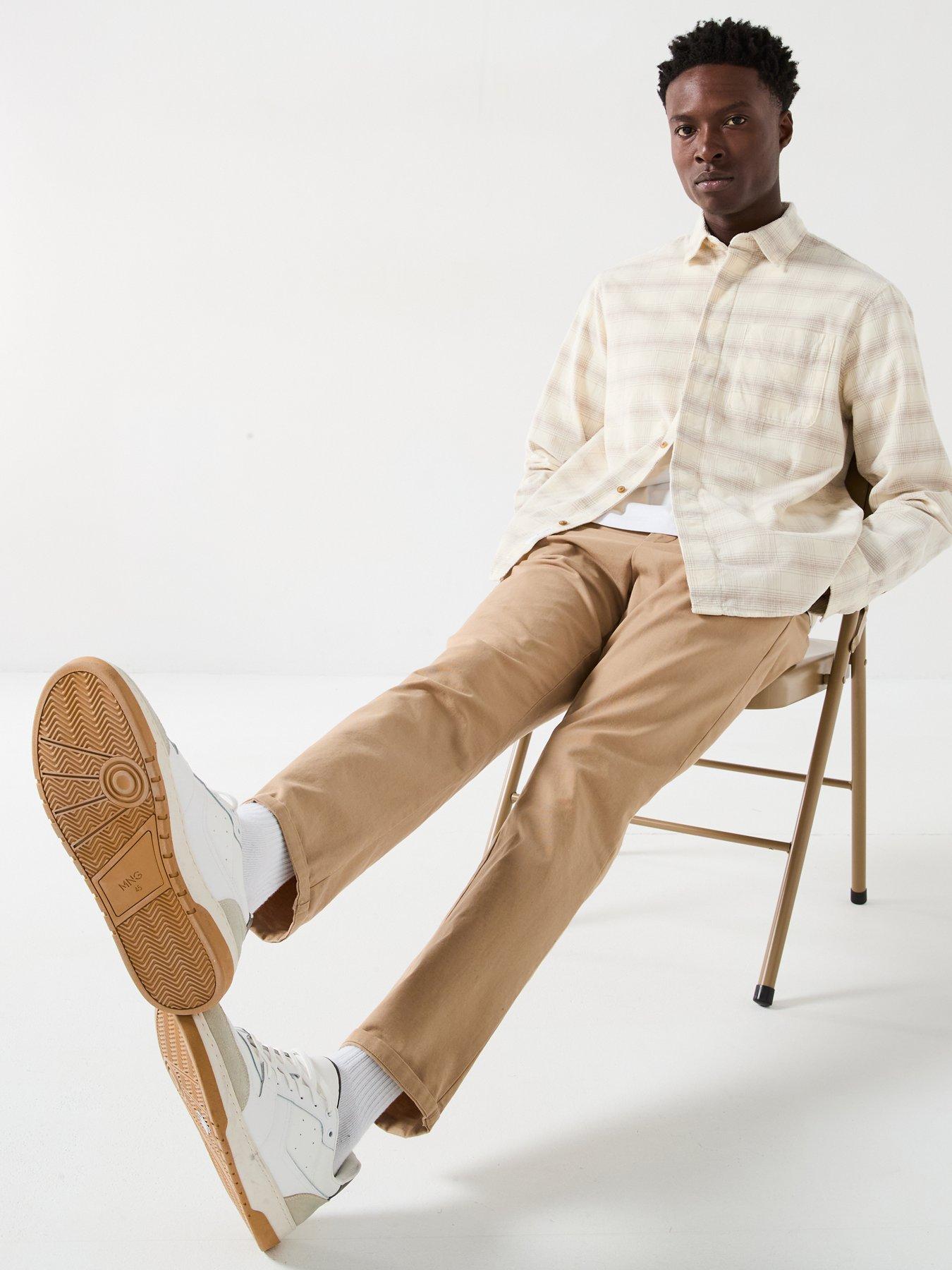 Image 5 of 6 of Selected Homme Relax Cord Check Shirt - Cream