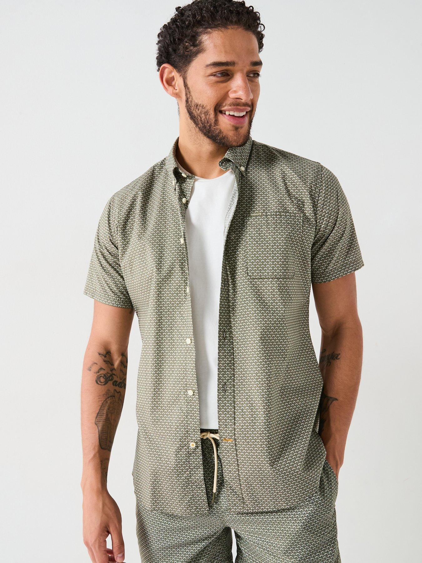 undefined Barbour Shell Short Sleeve Tailored Fit Shirt - Dark Green