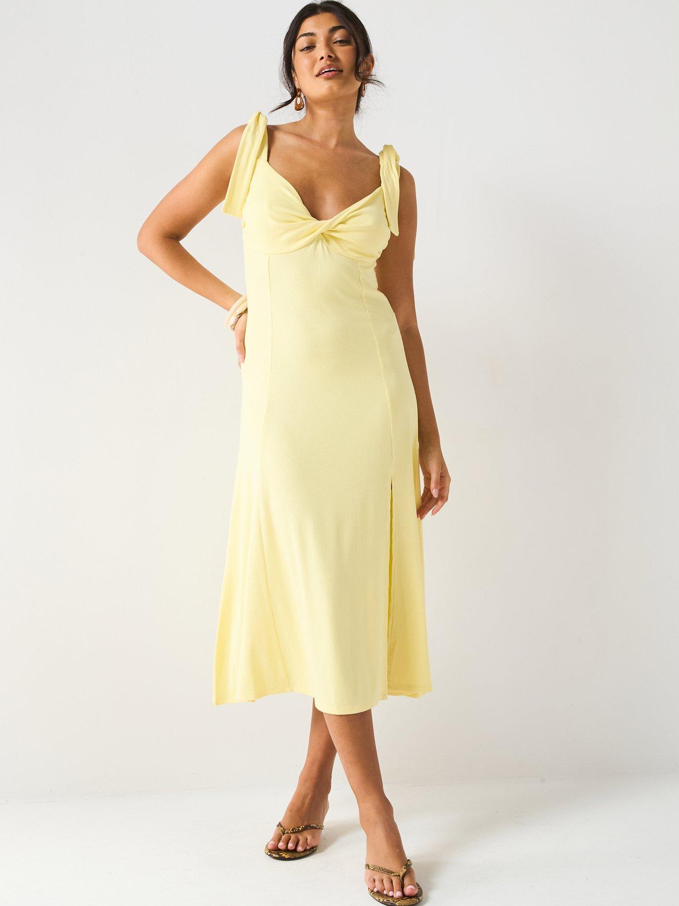 Image of V by Very Rib Twist Front Dress - Yellow
