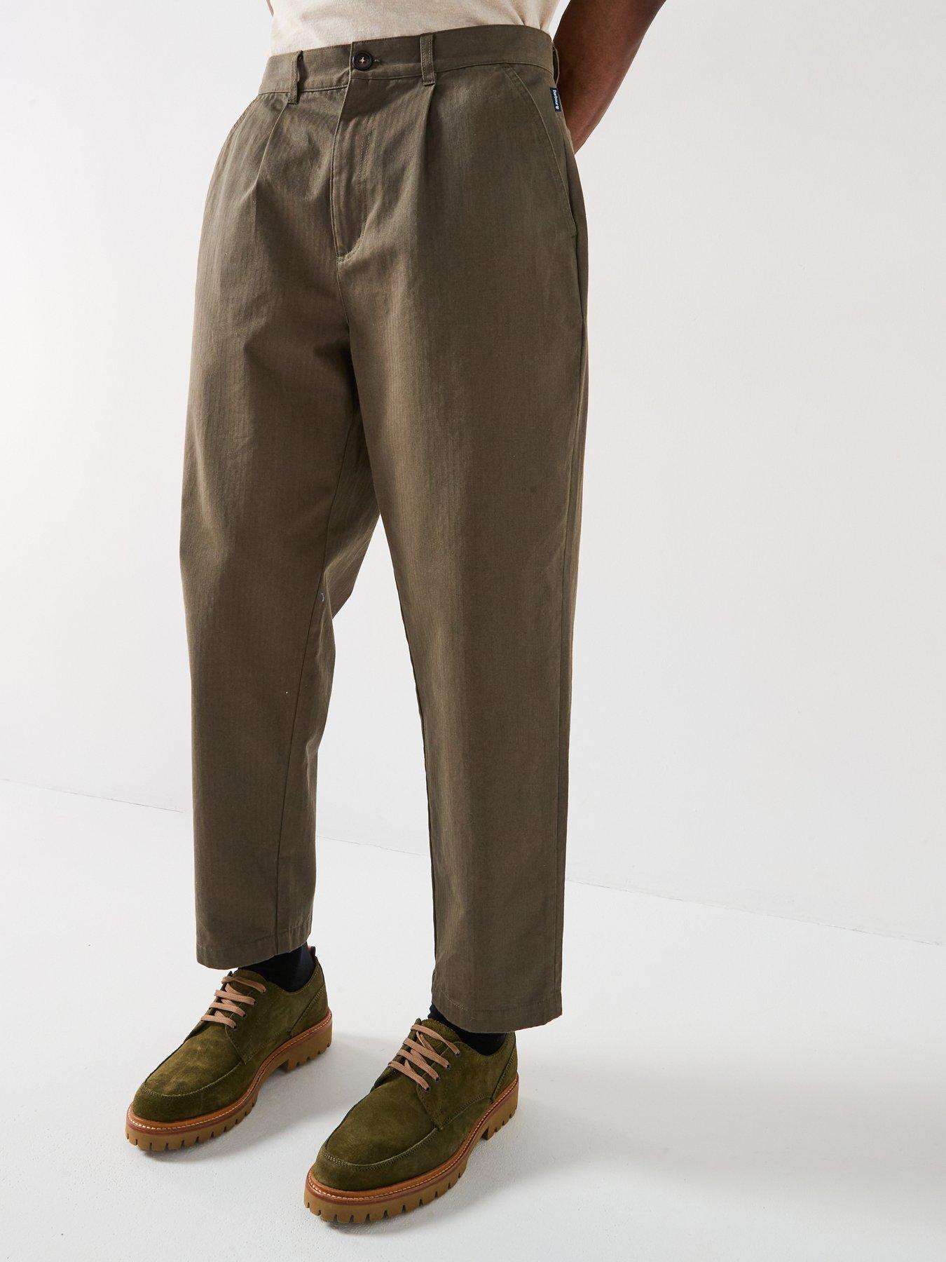 barbour-bayview-herringbone-trousers-dark-green