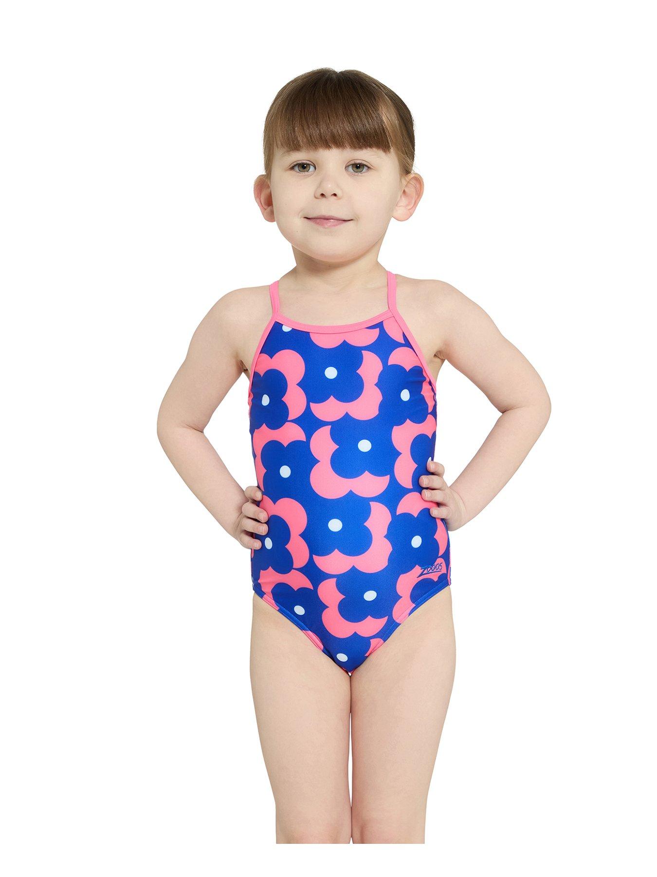 Zoggs Kids Girls Disco Vibe Tex Back Swimsuit - Blue
