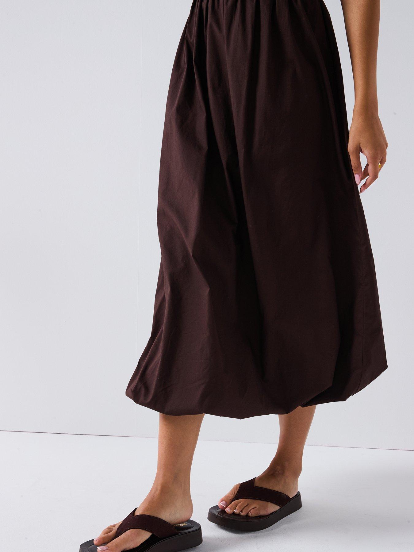 V by Very Puff Ball Midi Dress - Brown | Very Ireland