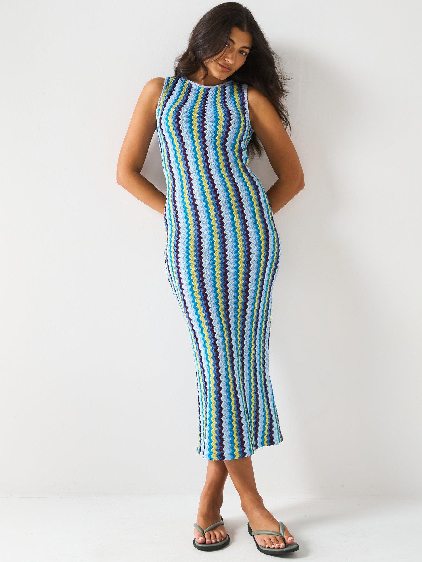 undefined Multi Crochet Dress - Blue