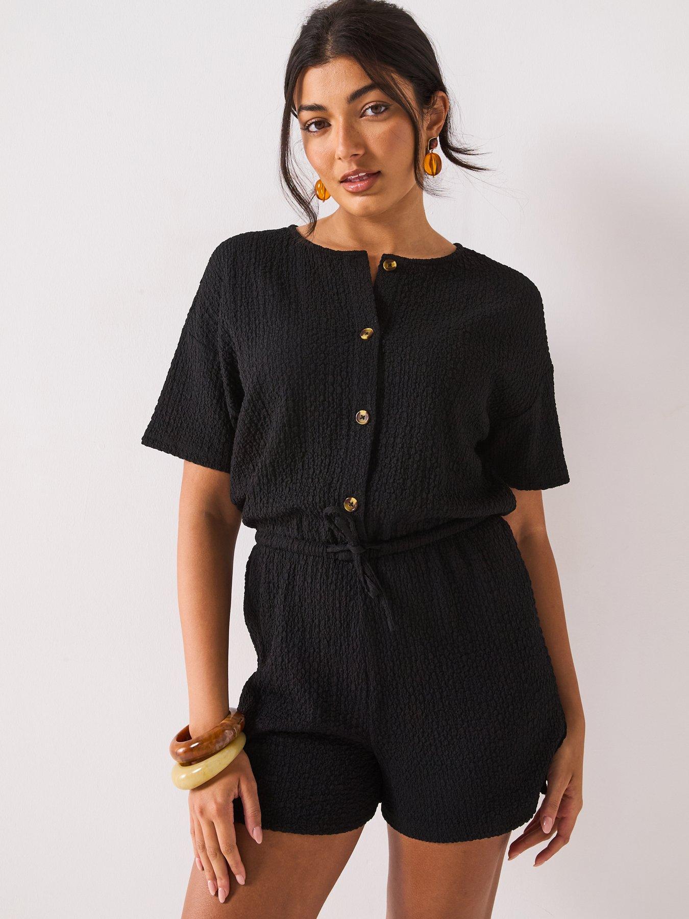 undefined Texture Playsuit - Black